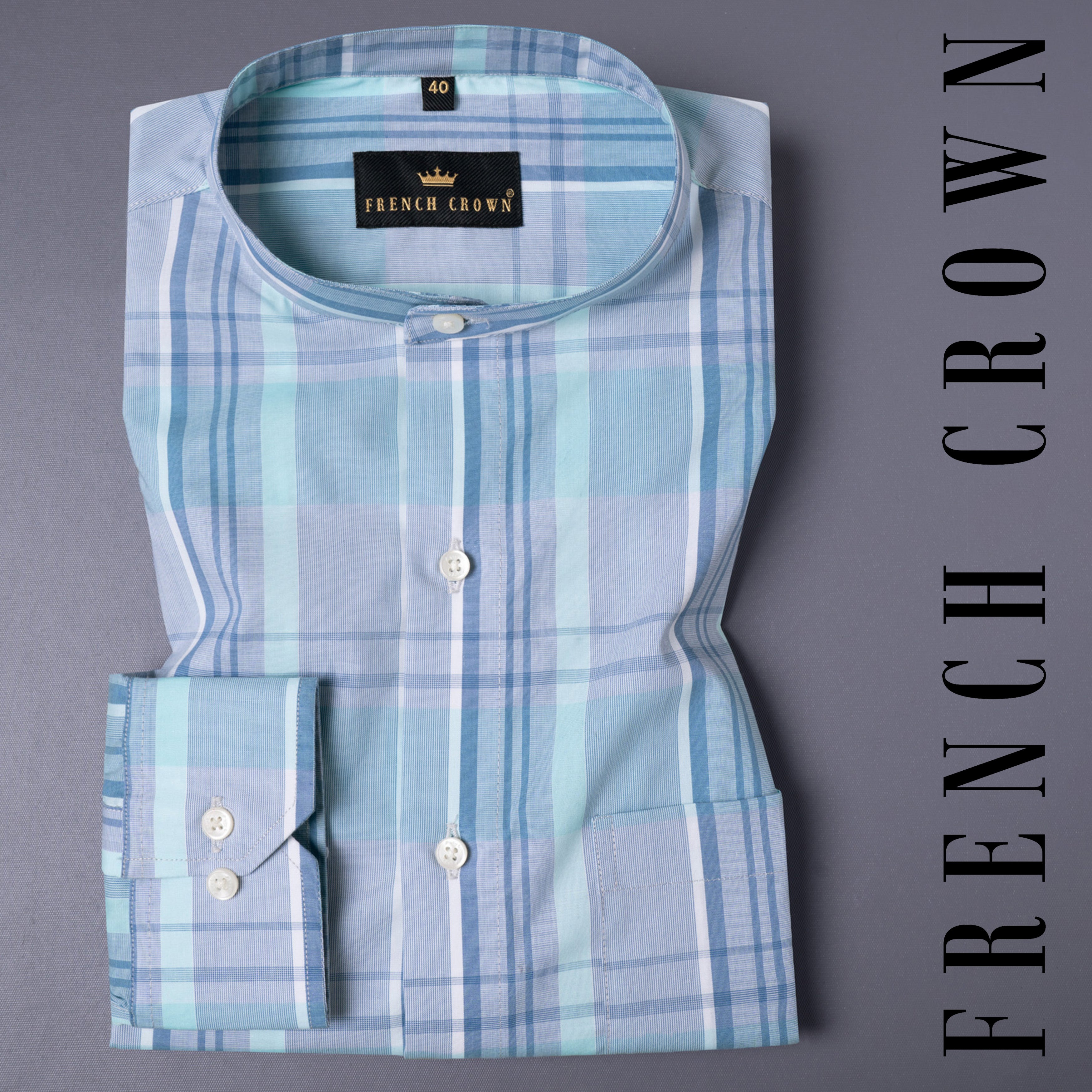 Horizon Blue with Sinbad Plaid Premium Cotton Shirt