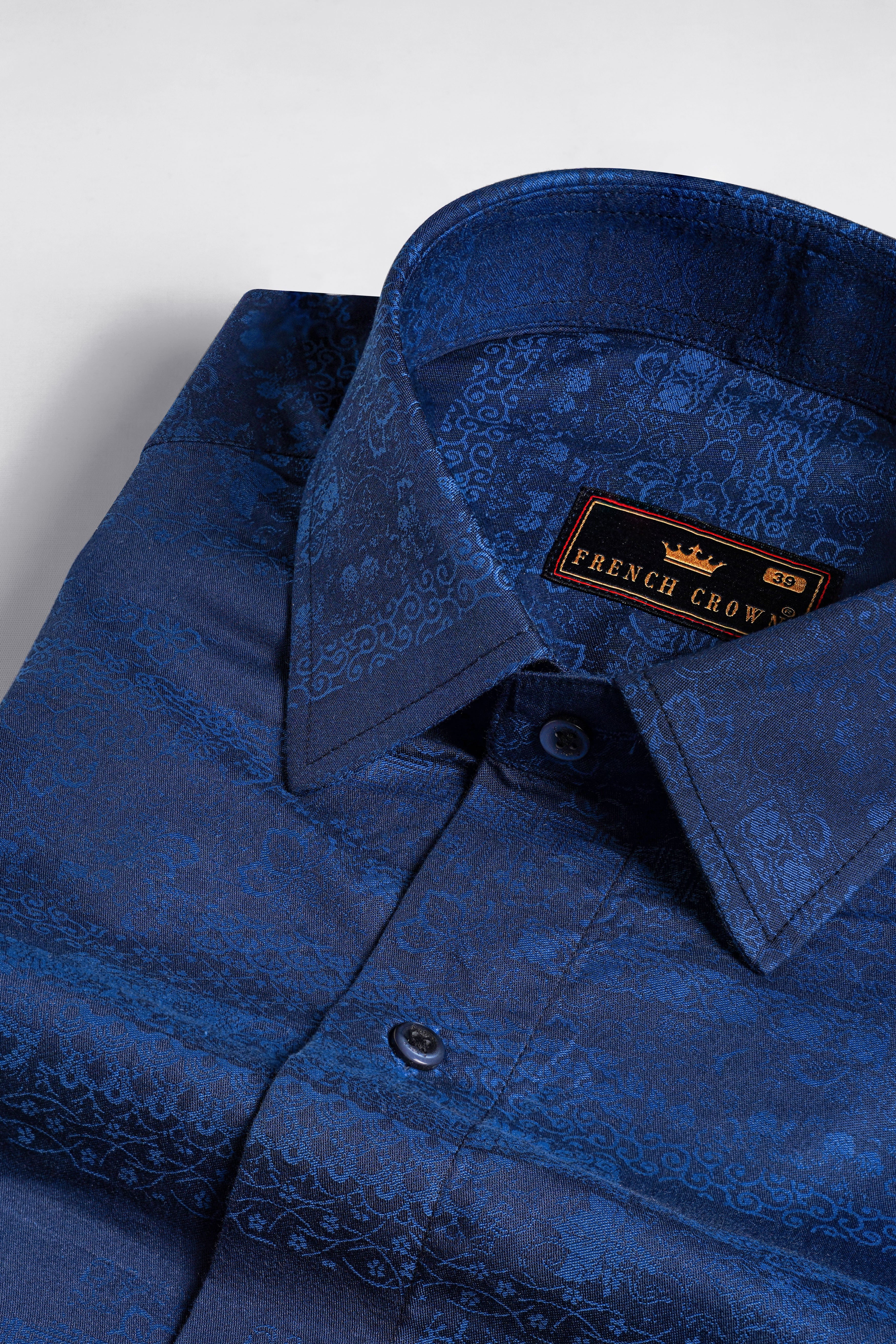 Nile Blue Jacquard Textured Premium Giza Cotton Shirt