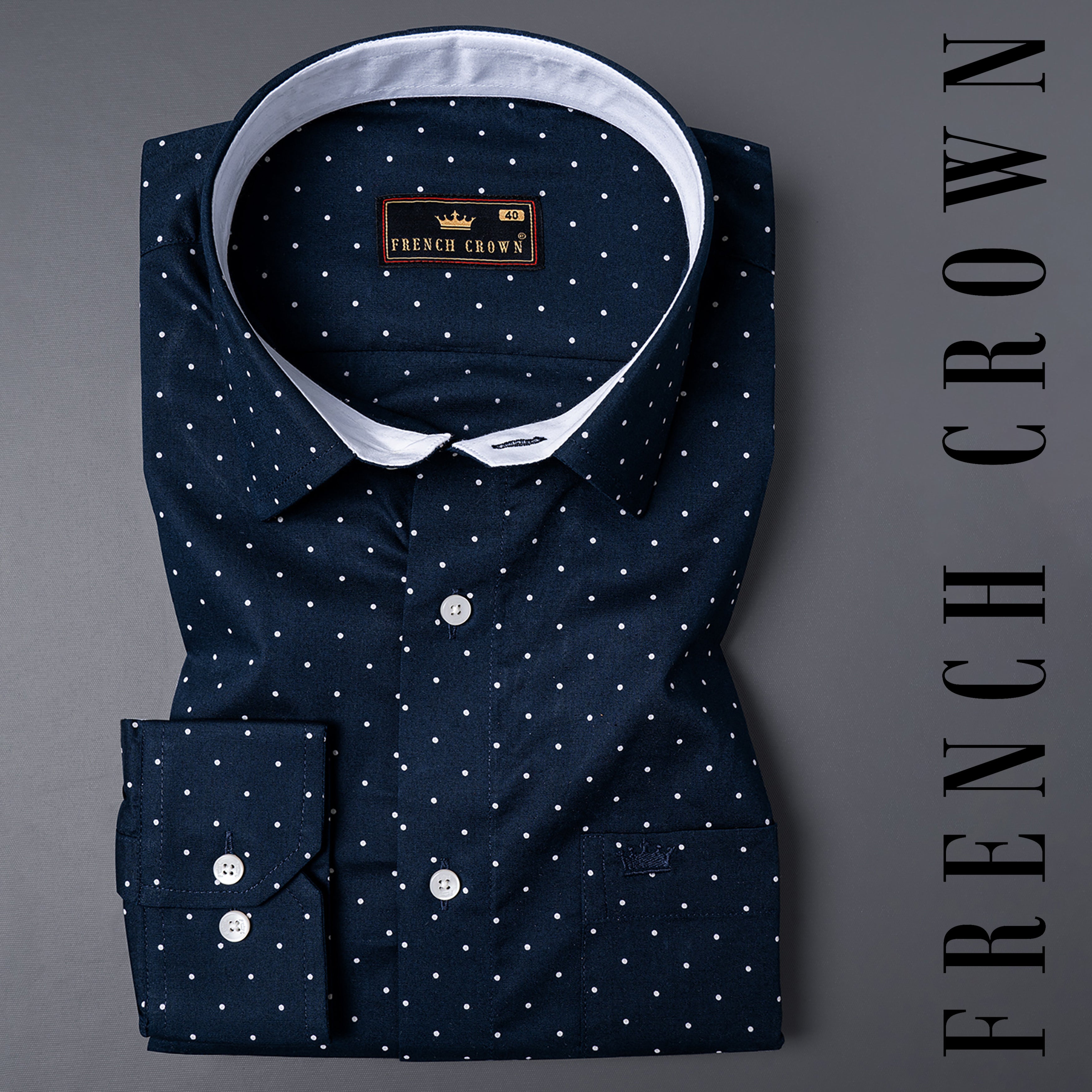 Midnight Blue with white Dotted Royal Oxford Shirt