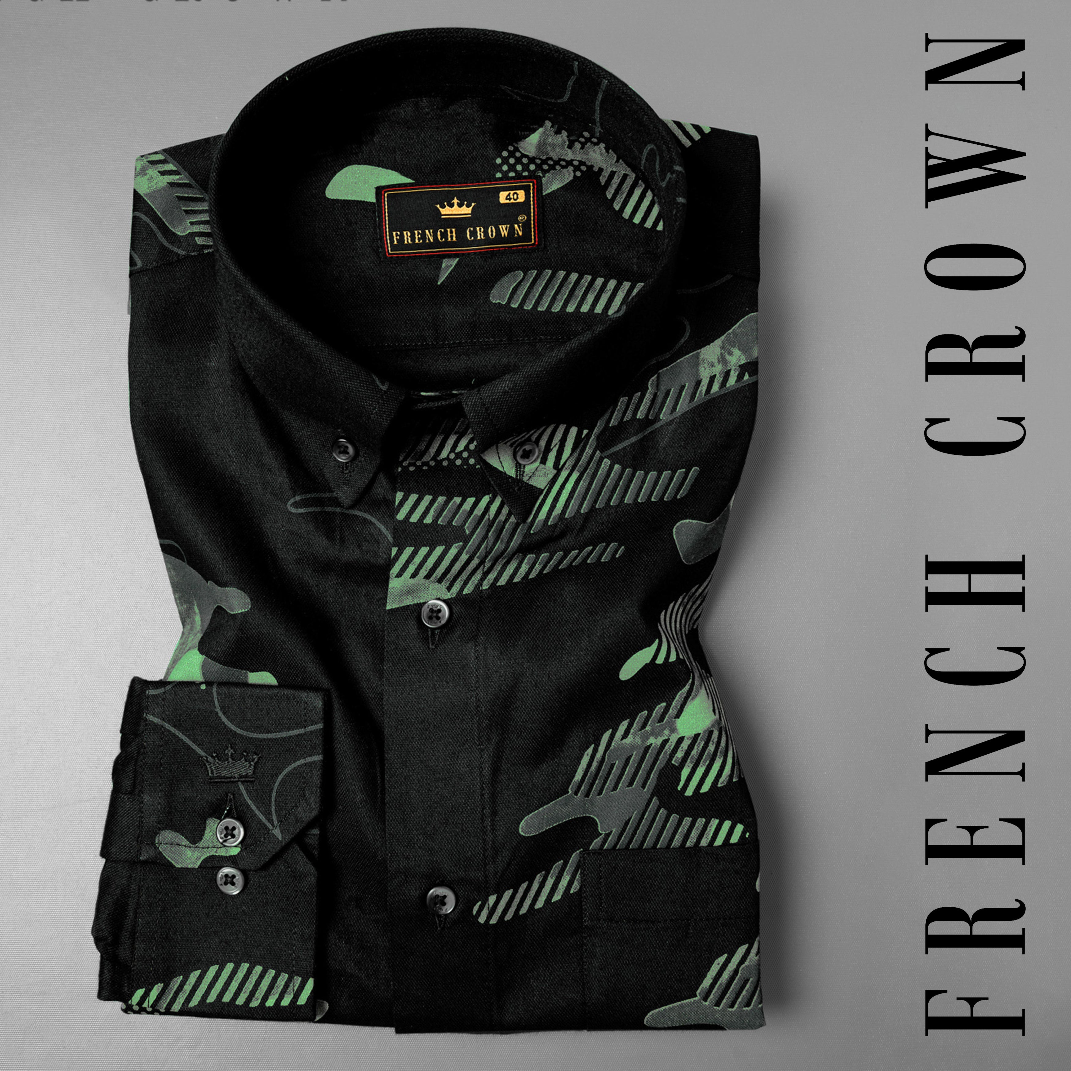 Jade Black Camouflage Printed Royal Oxford Shirt