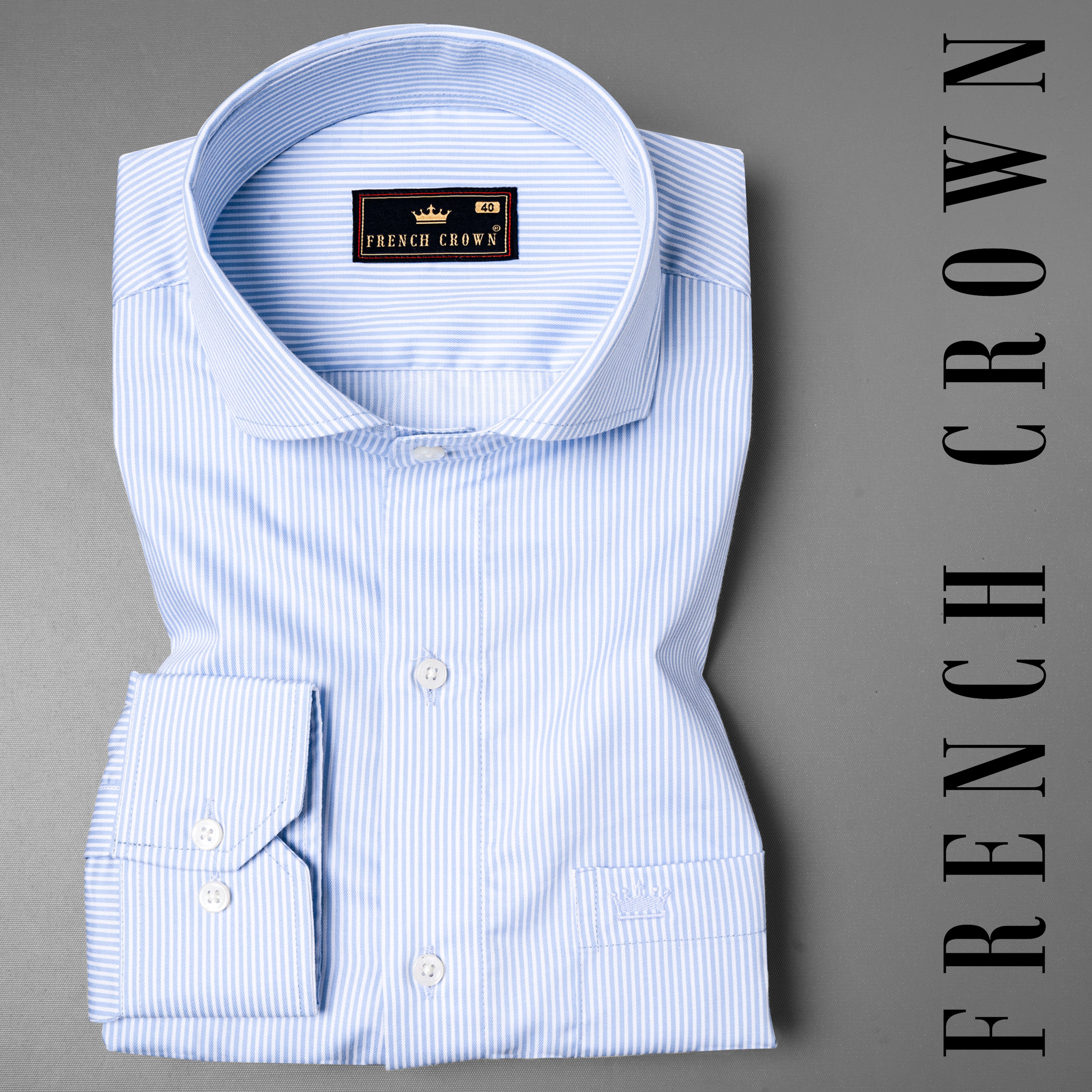 Pigeon Post Blue Striped Twill Textured Premium Cotton Shirt