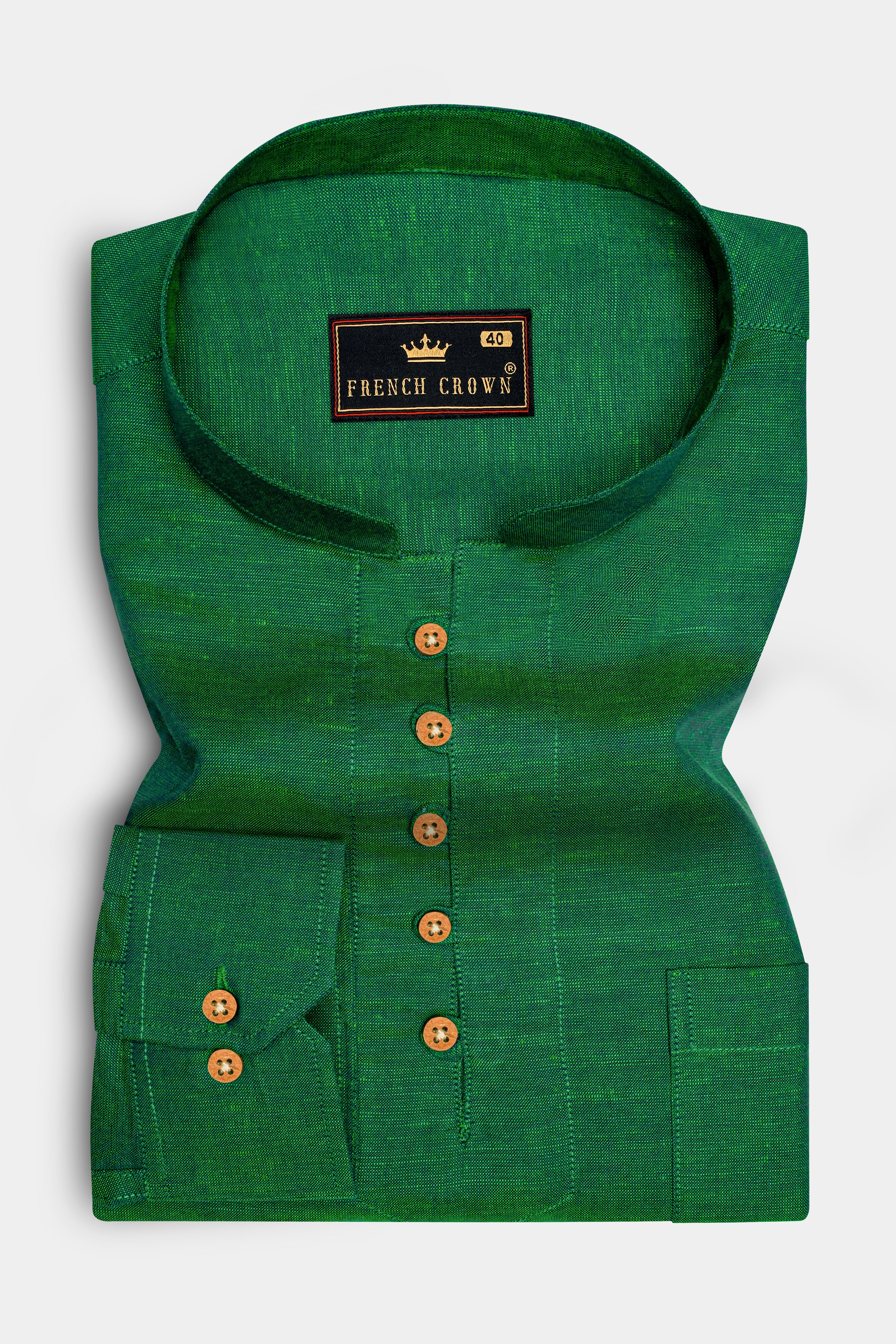 Emerald Green Luxurious Linen Kurta Shirt