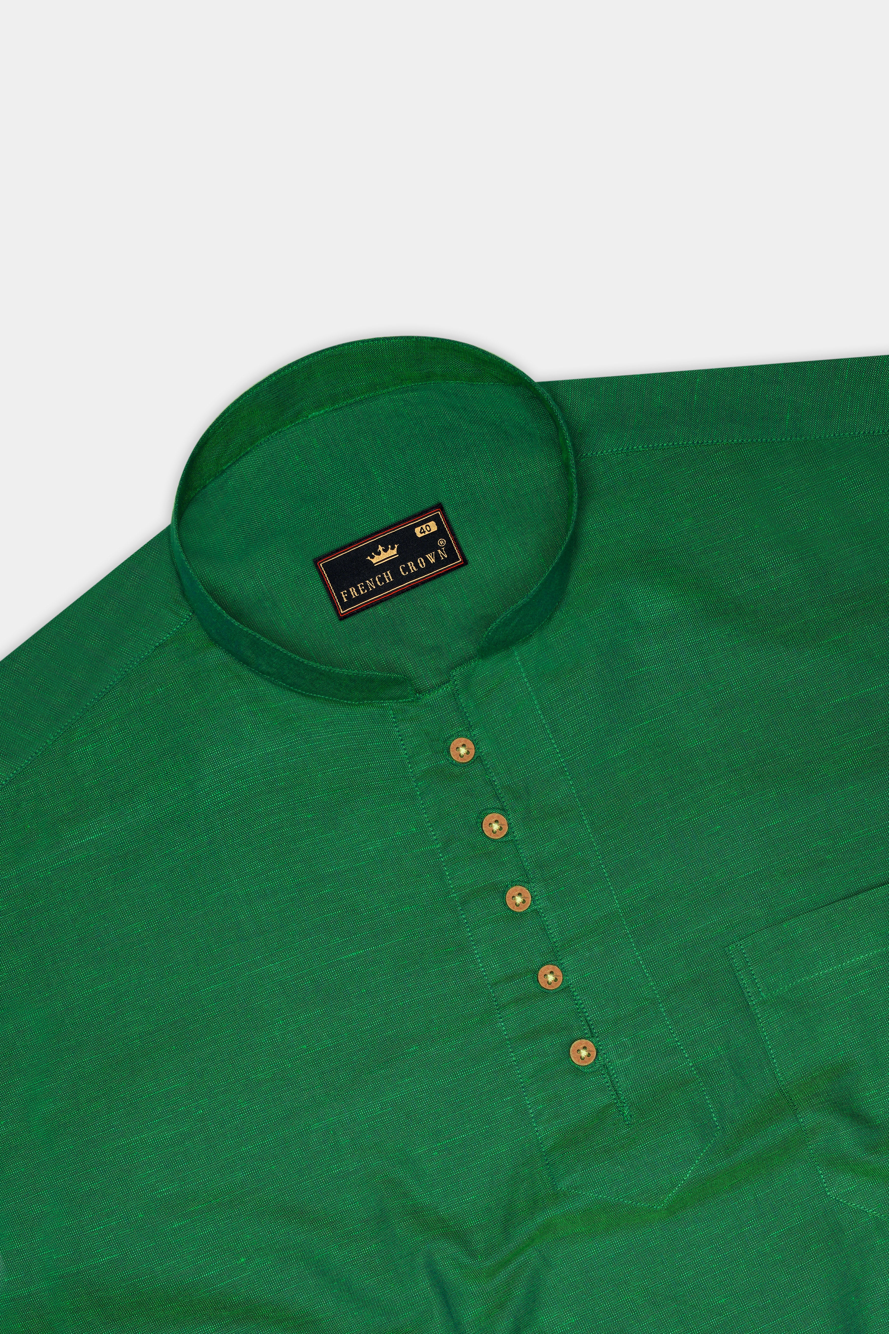 Emerald Green Luxurious Linen Kurta Shirt