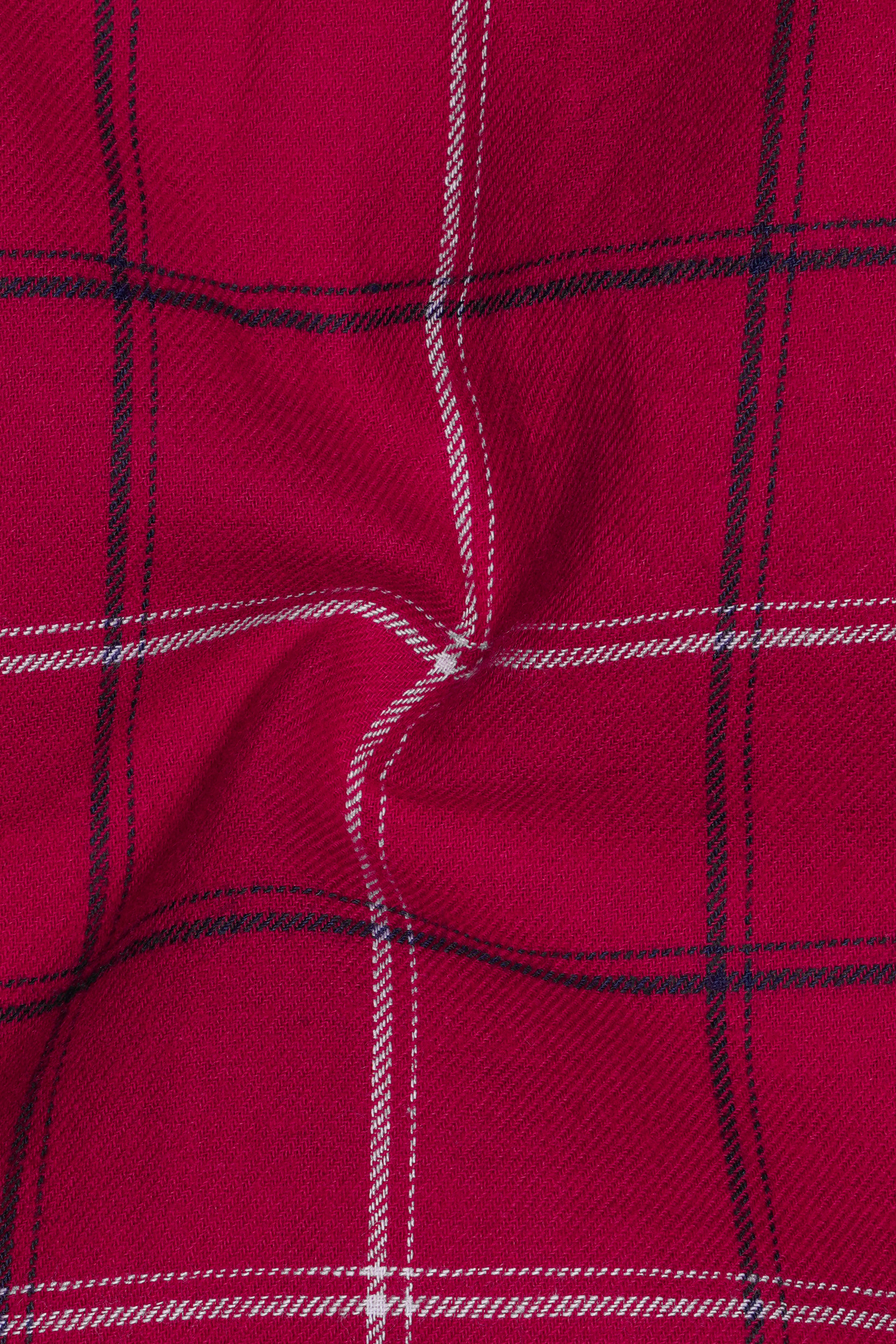 Stiletto Red Twill windowpane Premium Cotton Kurta Shirt