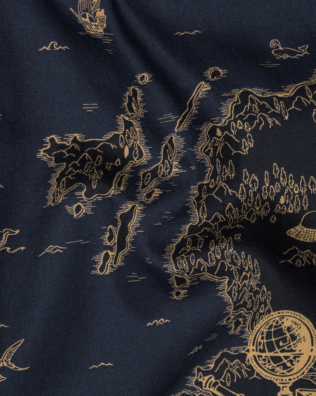 Licorice Blue with golden Map Print Royal Oxford Shirt