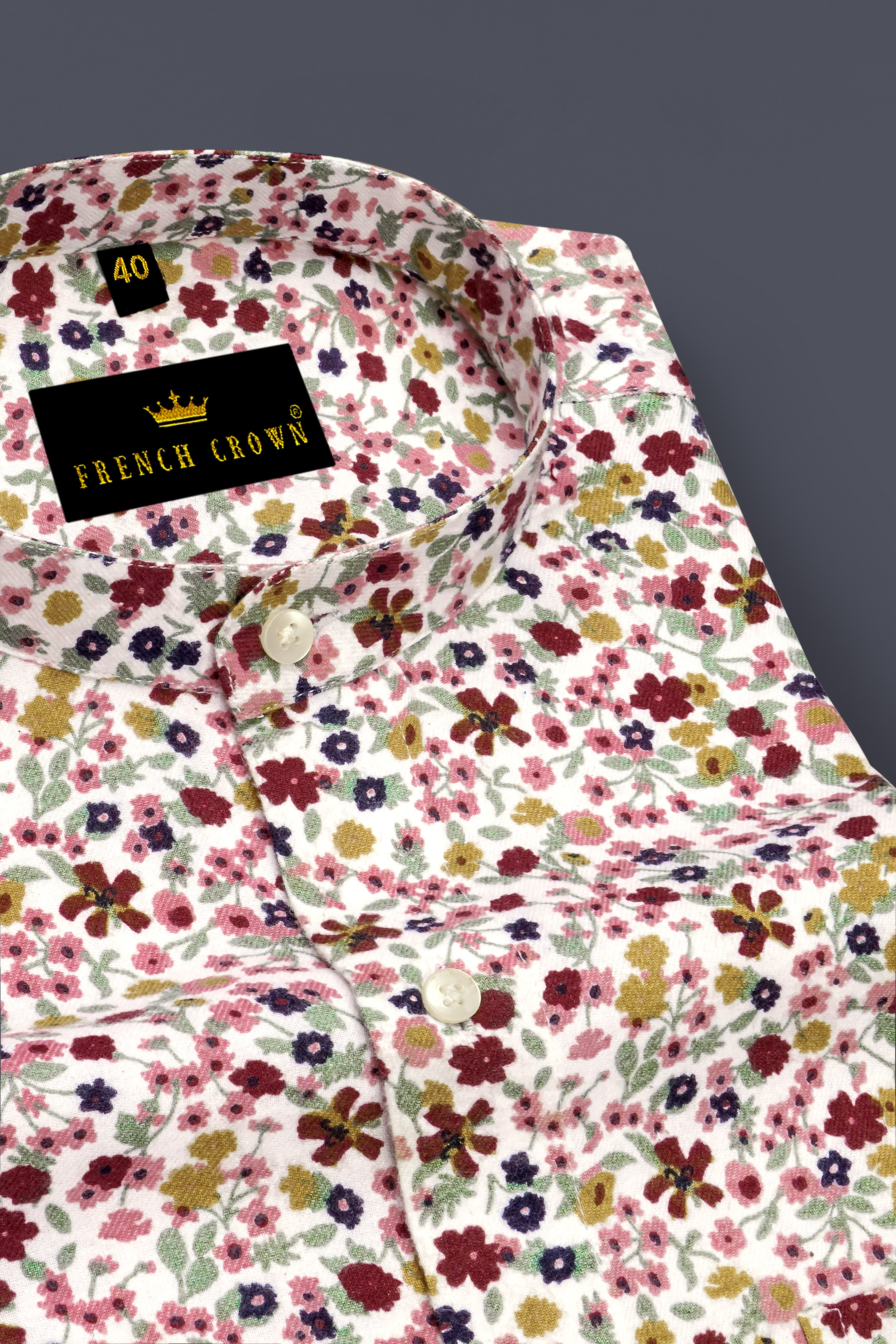 Off White Multicolour Floral Printed Premium Cotton Flannel Shirt