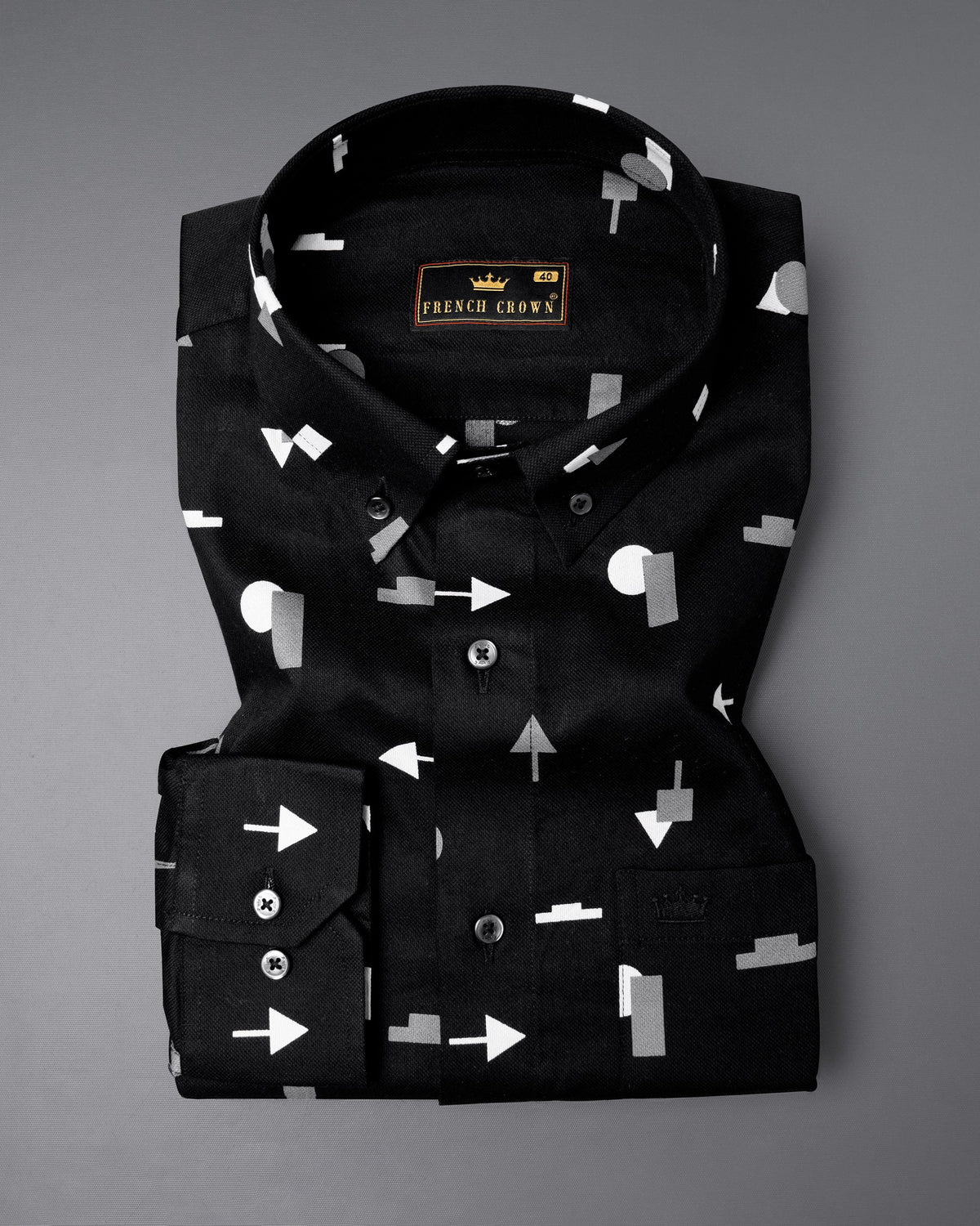 Jade Black Printed Dobby Textured Premium Giza Cotton Shirt