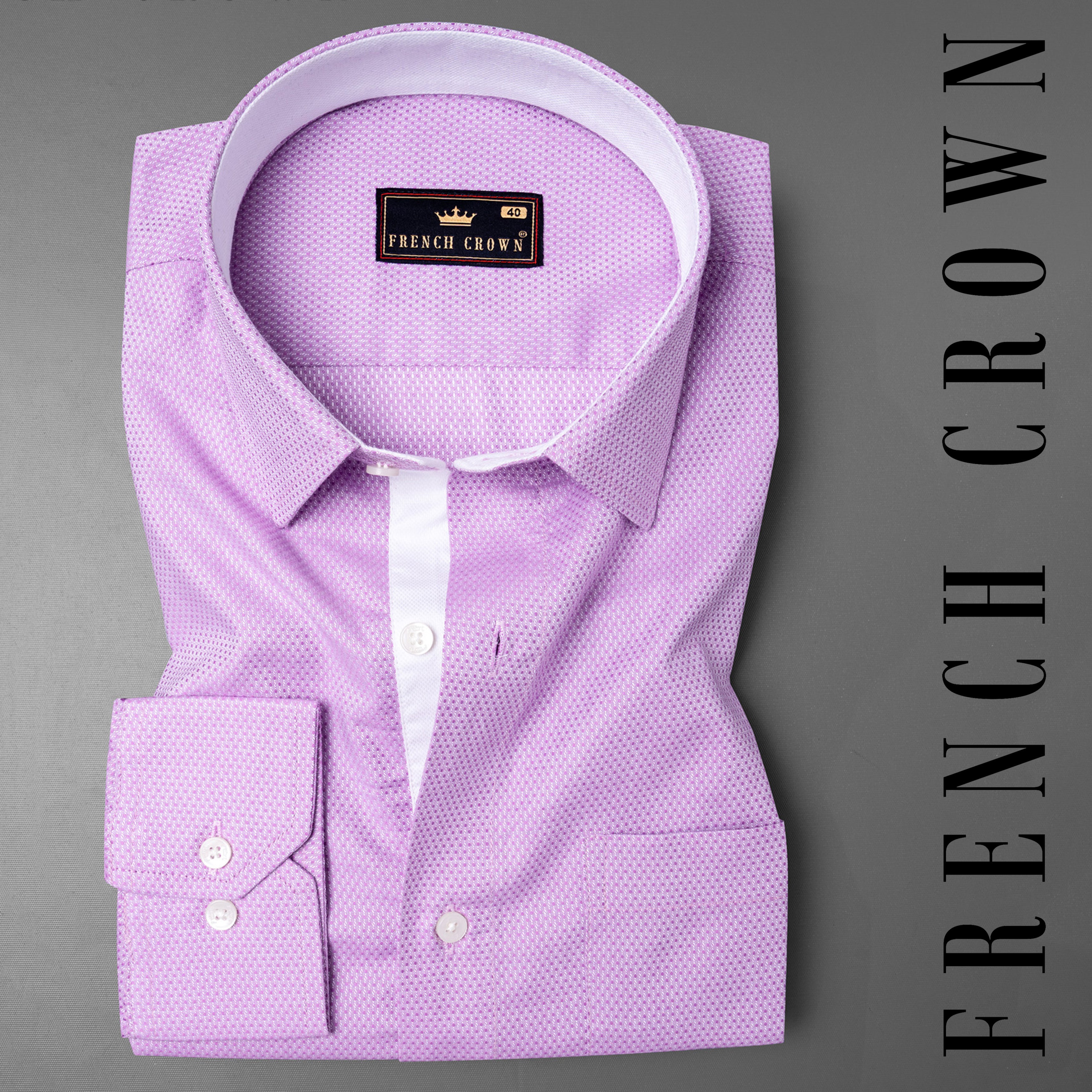 Light Wisteria purple Dobby Textured Premium Giza Cotton Shirt