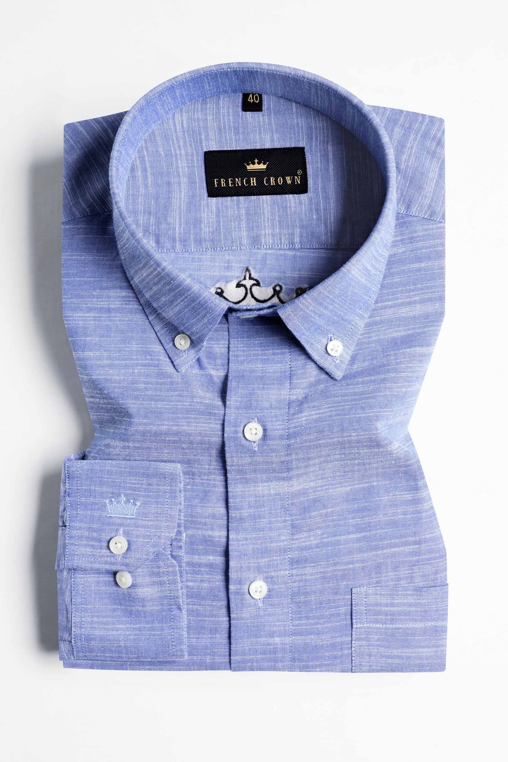 Periwinkle Blue Brand Name Embroidered Luxurious Linen Designer Shirt 5660-BD-E284-38, 5660-BD-E284-H-38, 5660-BD-E284-39, 5660-BD-E284-H-39, 5660-BD-E284-40, 5660-BD-E284-H-40, 5660-BD-E284-42, 5660-BD-E284-H-42, 5660-BD-E284-44, 5660-BD-E284-H-44, 5660-BD-E284-46, 5660-BD-E284-H-46, 5660-BD-E284-48, 5660-BD-E284-H-48, 5660-BD-E284-50, 5660-BD-E284-H-50, 5660-BD-E284-52, 5660-BD-E284-H-52