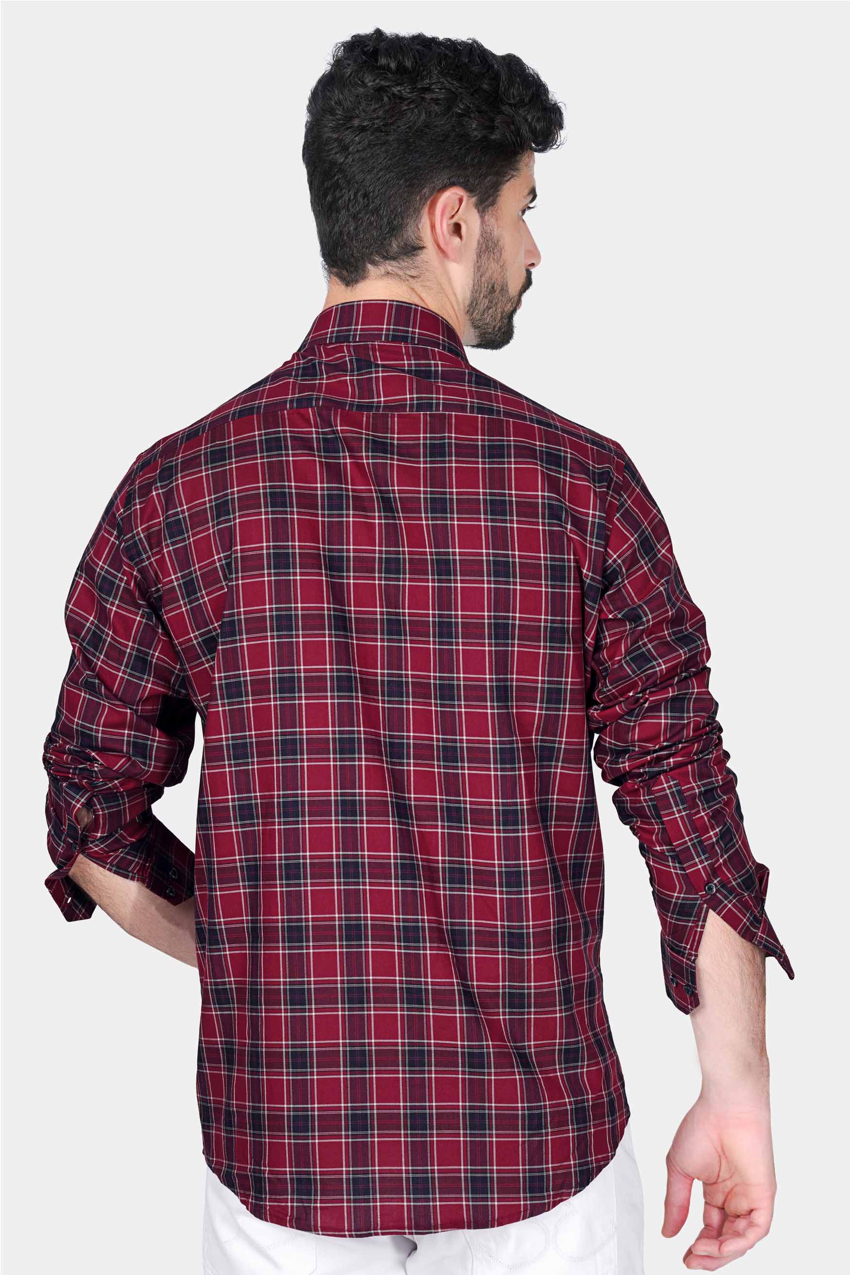 Stiletto Red and Haiti Blue Plaid With Brand Name Patchwork Twill Premium Cotton Designer Shirt 5662-BLK-E278-38, 5662-BLK-E278-H-38, 5662-BLK-E278-39, 5662-BLK-E278-H-39, 5662-BLK-E278-40, 5662-BLK-E278-H-40, 5662-BLK-E278-42, 5662-BLK-E278-H-42, 5662-BLK-E278-44, 5662-BLK-E278-H-44, 5662-BLK-E278-46, 5662-BLK-E278-H-46, 5662-BLK-E278-48, 5662-BLK-E278-H-48, 5662-BLK-E278-50, 5662-BLK-E278-H-50, 5662-BLK-E278-52, 5662-BLK-E278-H-52