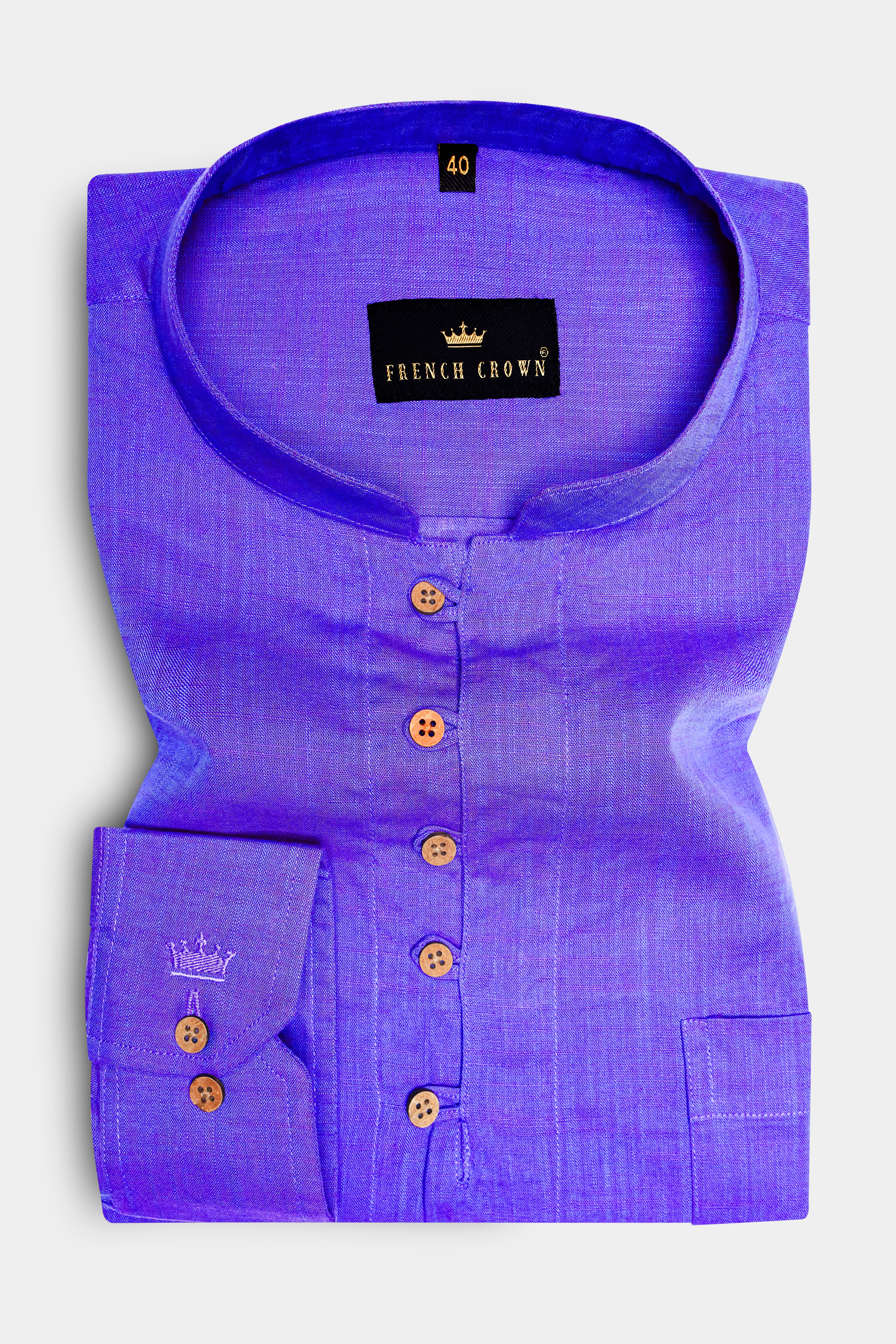 Daisy Bush Blue dual tone Luxurious Linen Kurta Shirt