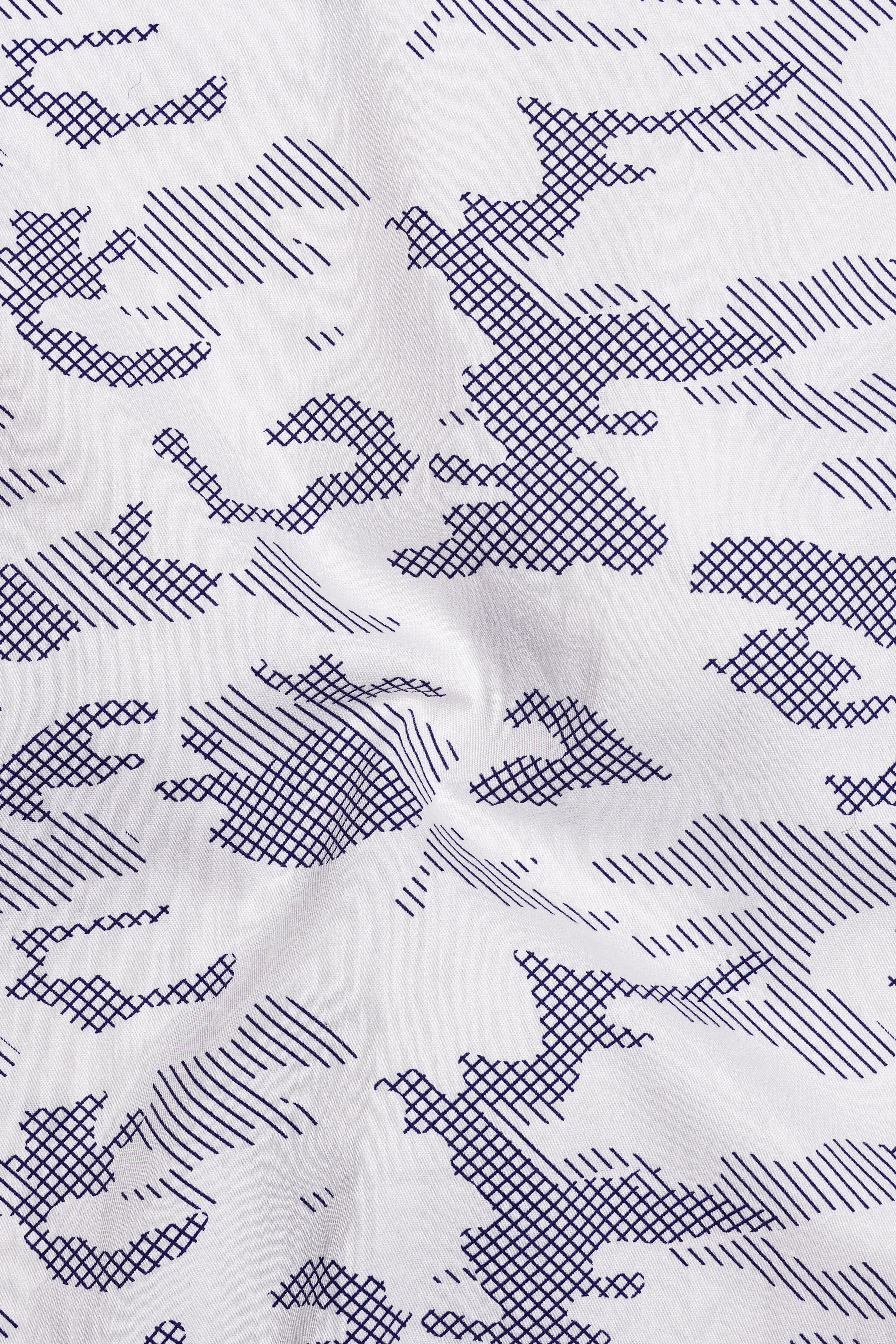 Bright White Camo Printed Premium Satin Shirt