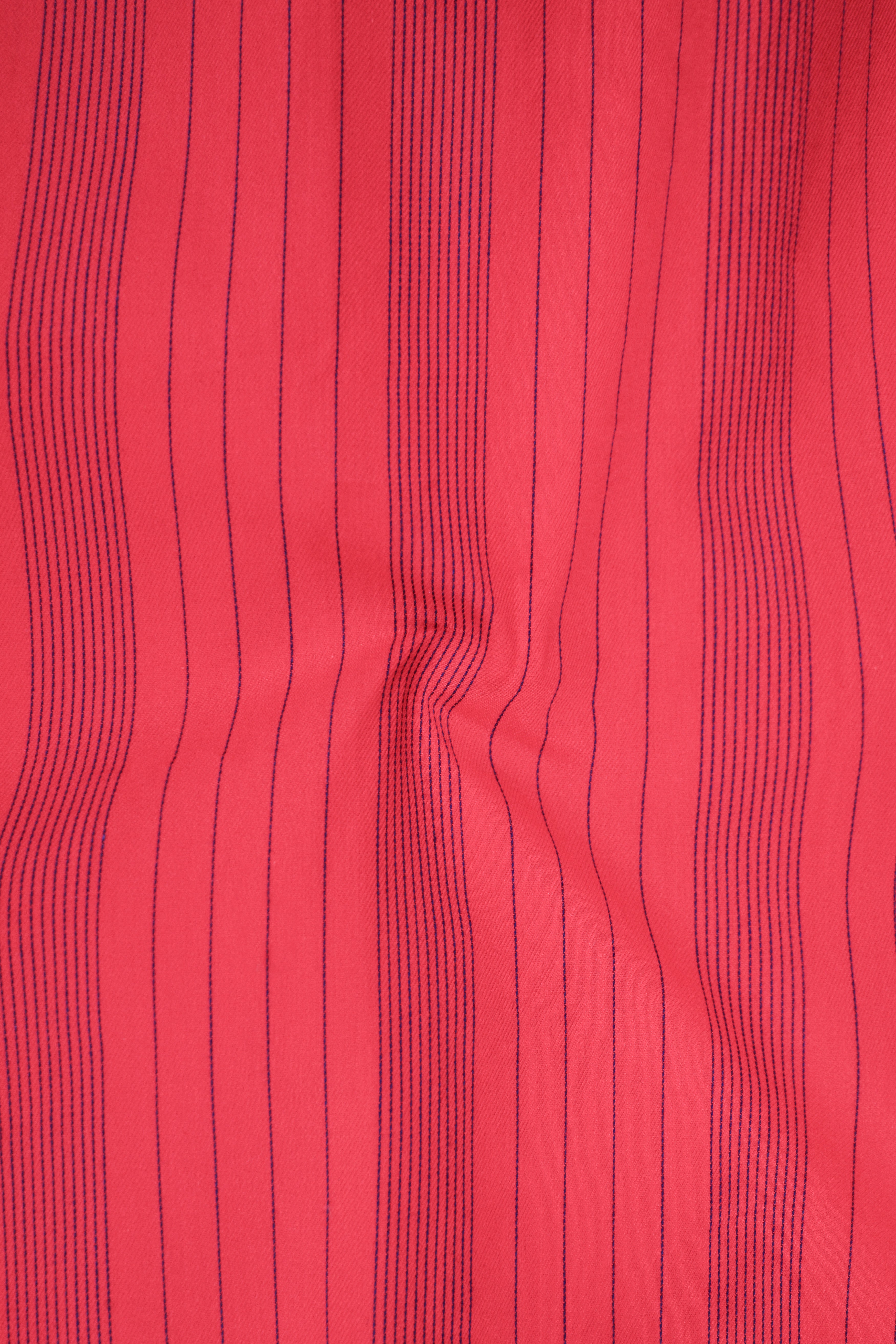 Alizarin Twill Pinstriped Premium Cotton Kurta Shirt