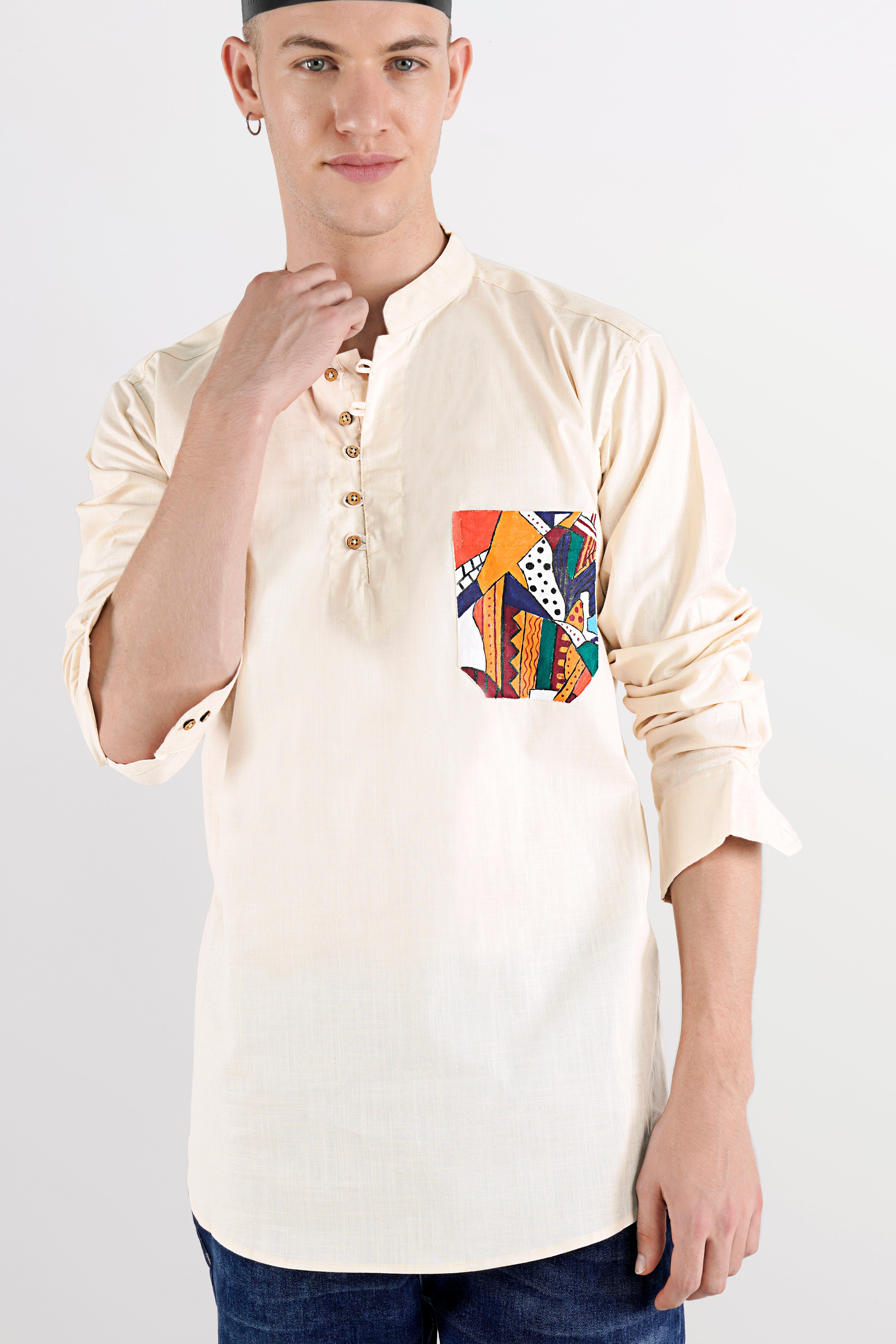 Ecru Beige Hand Painted Luxurious Linen Designer Kurta Shirt 5794-KS-ART-38, 5794-KS-ART-H-38, 5794-KS-ART-39, 5794-KS-ART-H-39, 5794-KS-ART-40, 5794-KS-ART-H-40, 5794-KS-ART-42, 5794-KS-ART-H-42, 5794-KS-ART-44, 5794-KS-ART-H-44, 5794-KS-ART-46, 5794-KS-ART-H-46, 5794-KS-ART-48, 5794-KS-ART-H-48, 5794-KS-ART-50, 5794-KS-ART-H-50, 5794-KS-ART-52, 5794-KS-ART-H-52