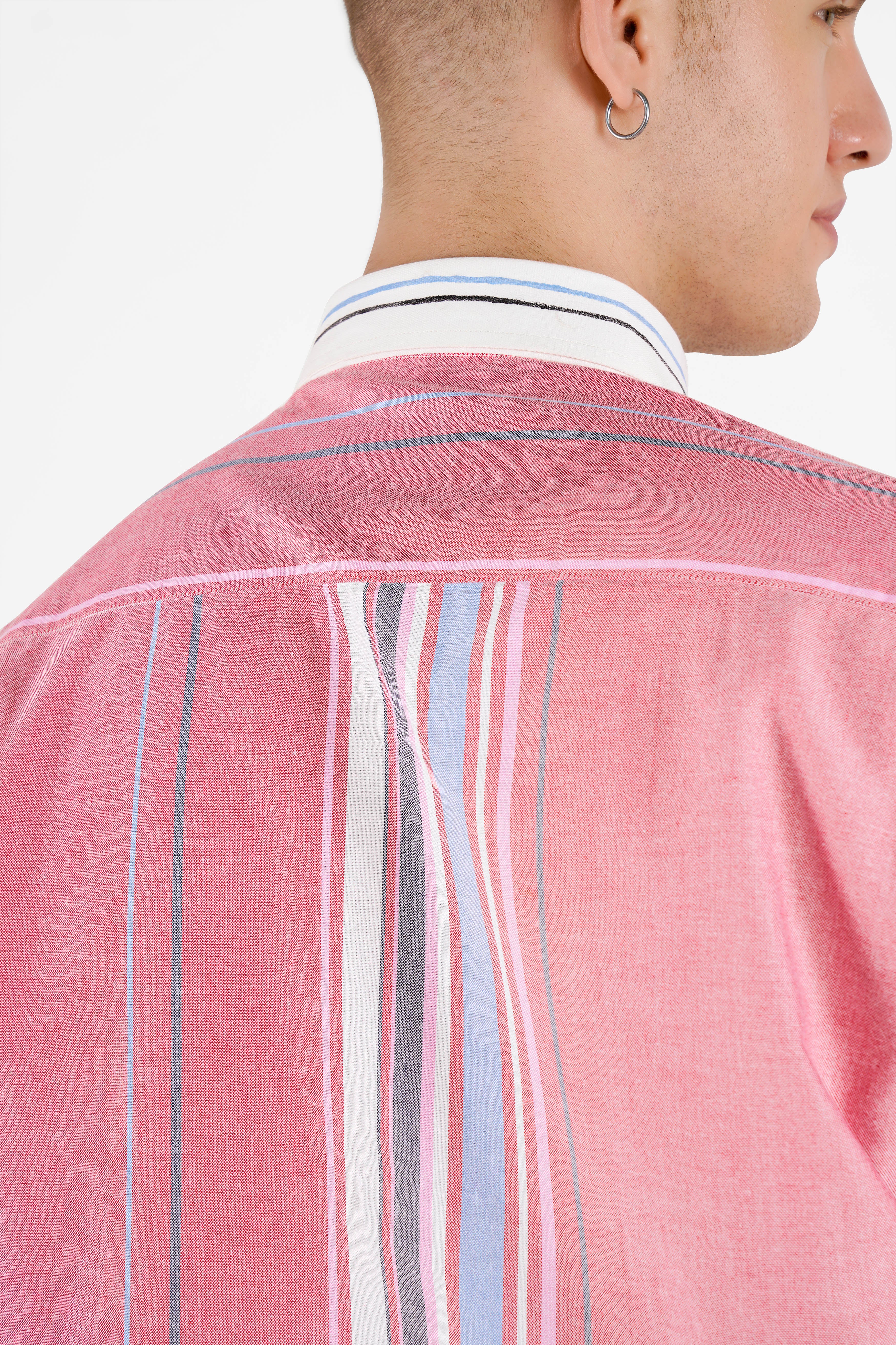 Wewak Pink Striped with Hand Painted Royal Oxford Designer Shirt