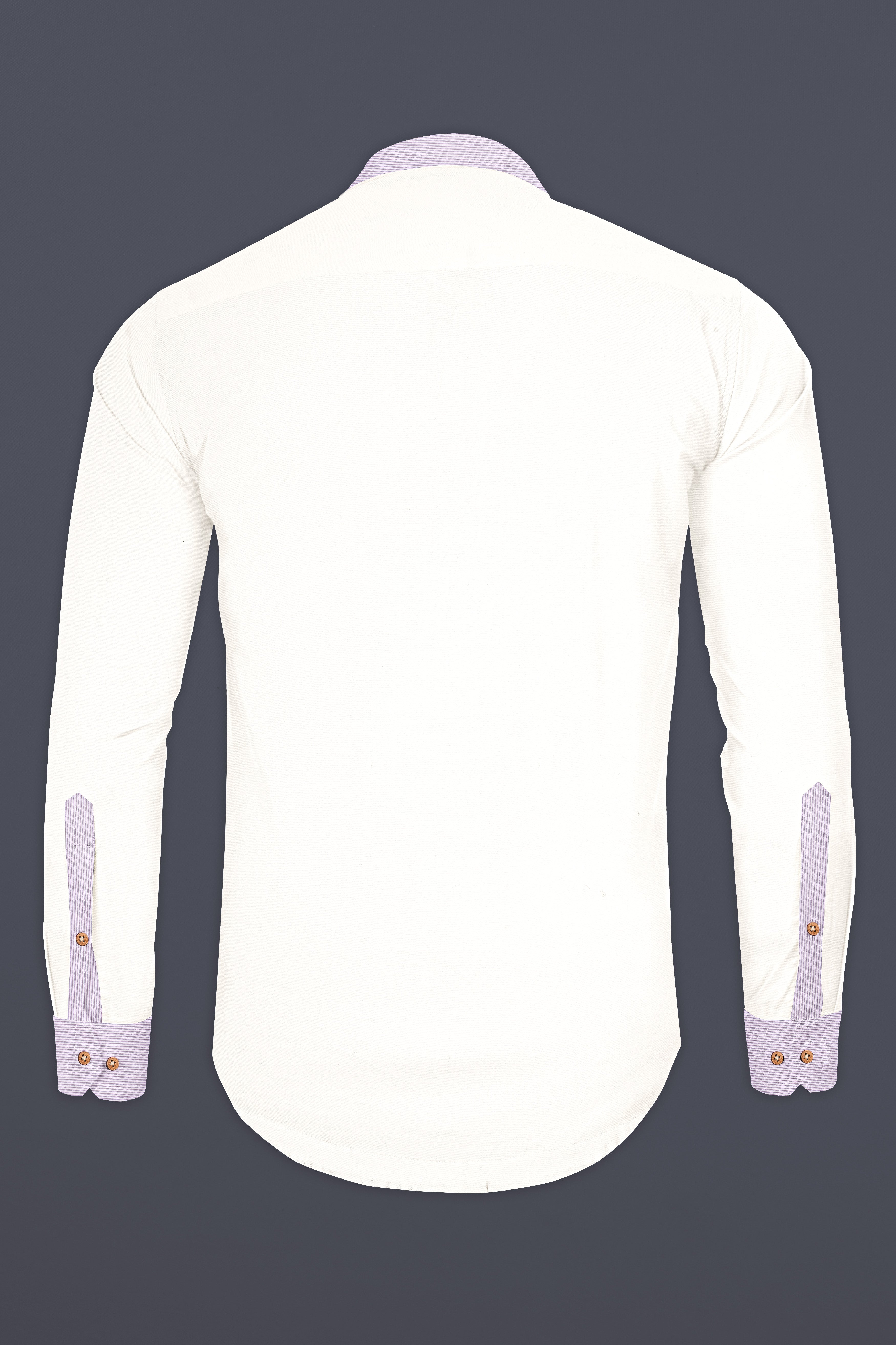 Bright White with lilac Cuff-Collar Royal Oxford Kurta Shirt