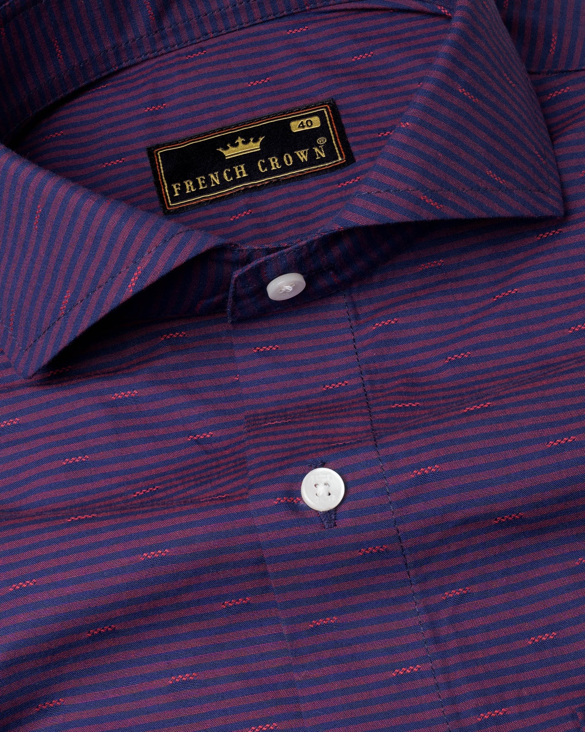 Martinique Blue with Red Striped Dobby Textured Giza Cotton Shirt