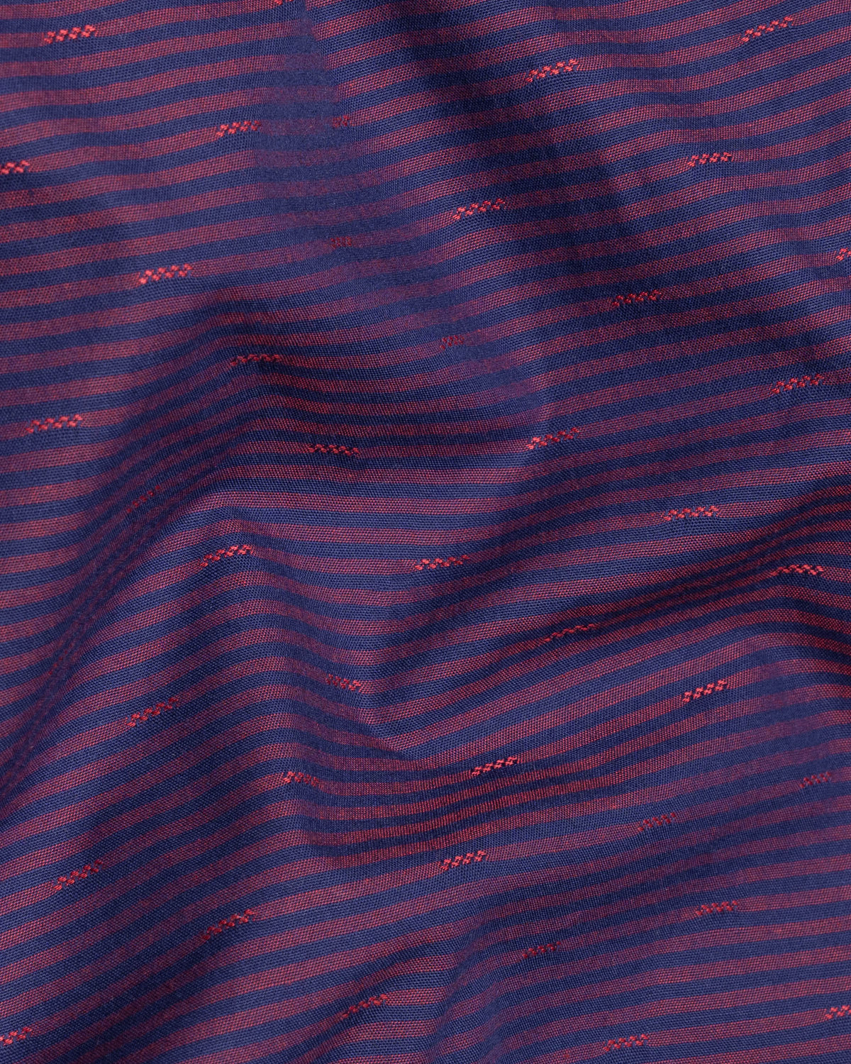 Martinique Blue with Red Striped Dobby Textured Giza Cotton Shirt