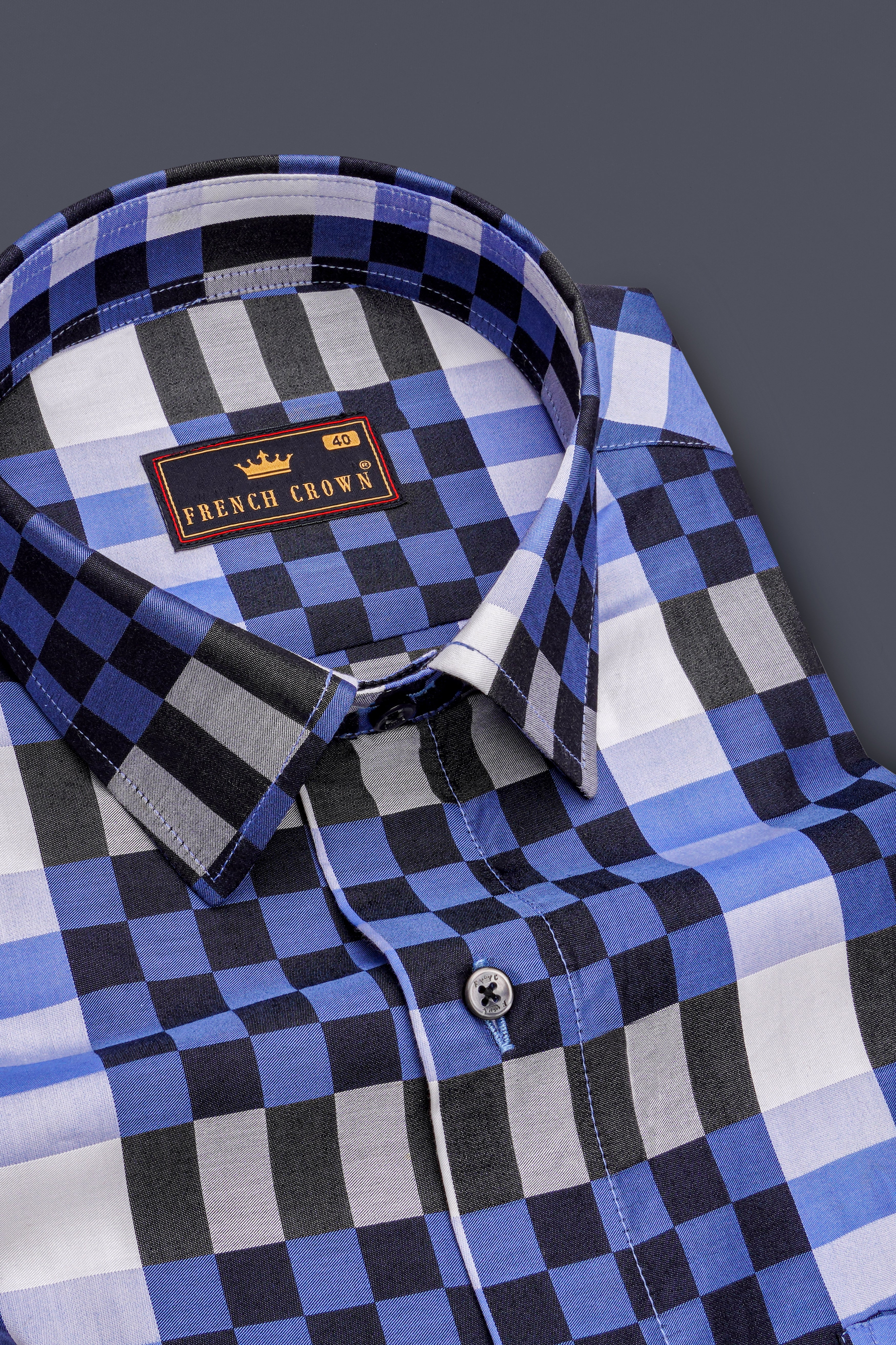 Topaz Gray with East Bay Blue and Jade Black Checkered Super Soft Premium Cotton Shirt