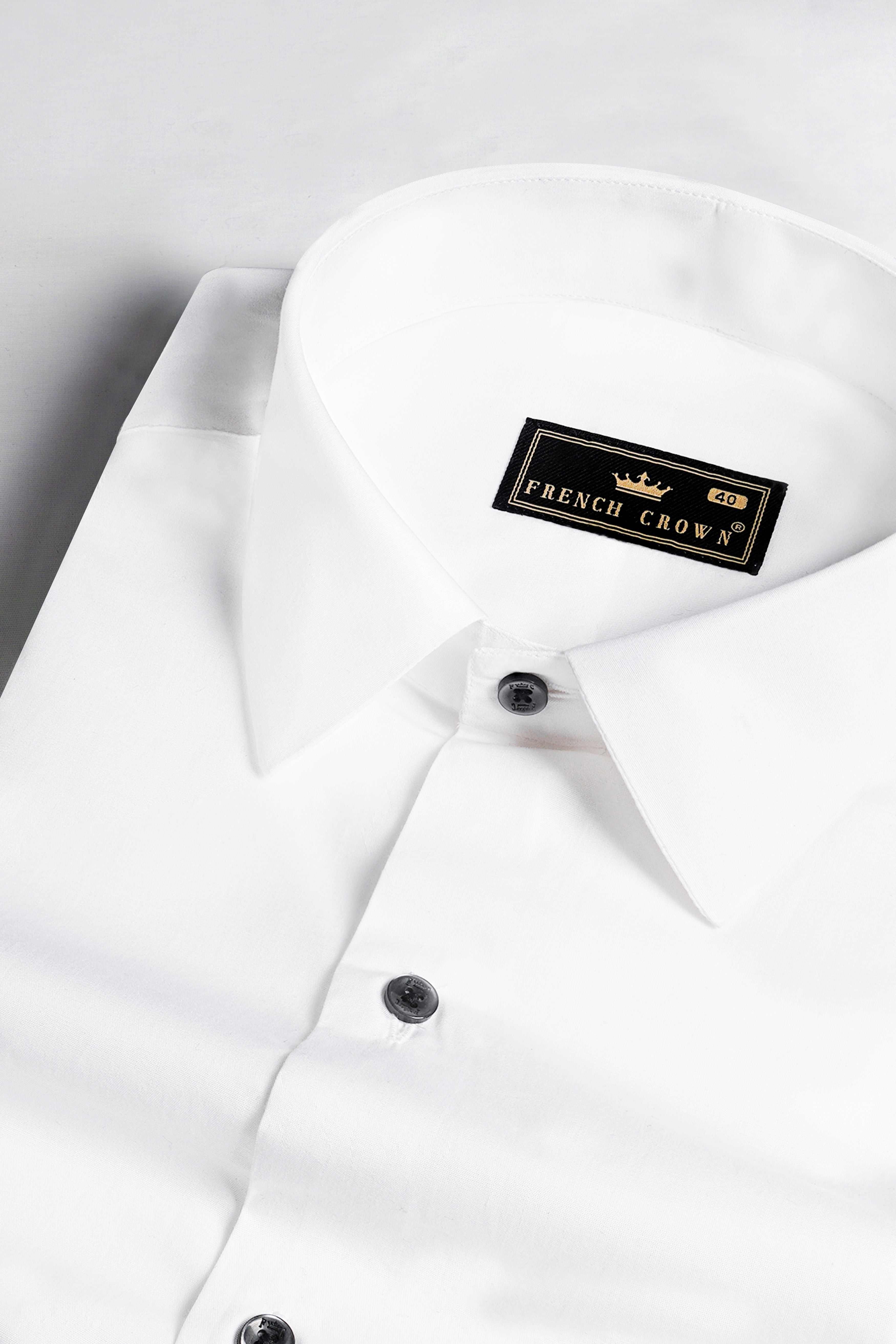 Bright White Black Buttoned Premium Cotton Shirt