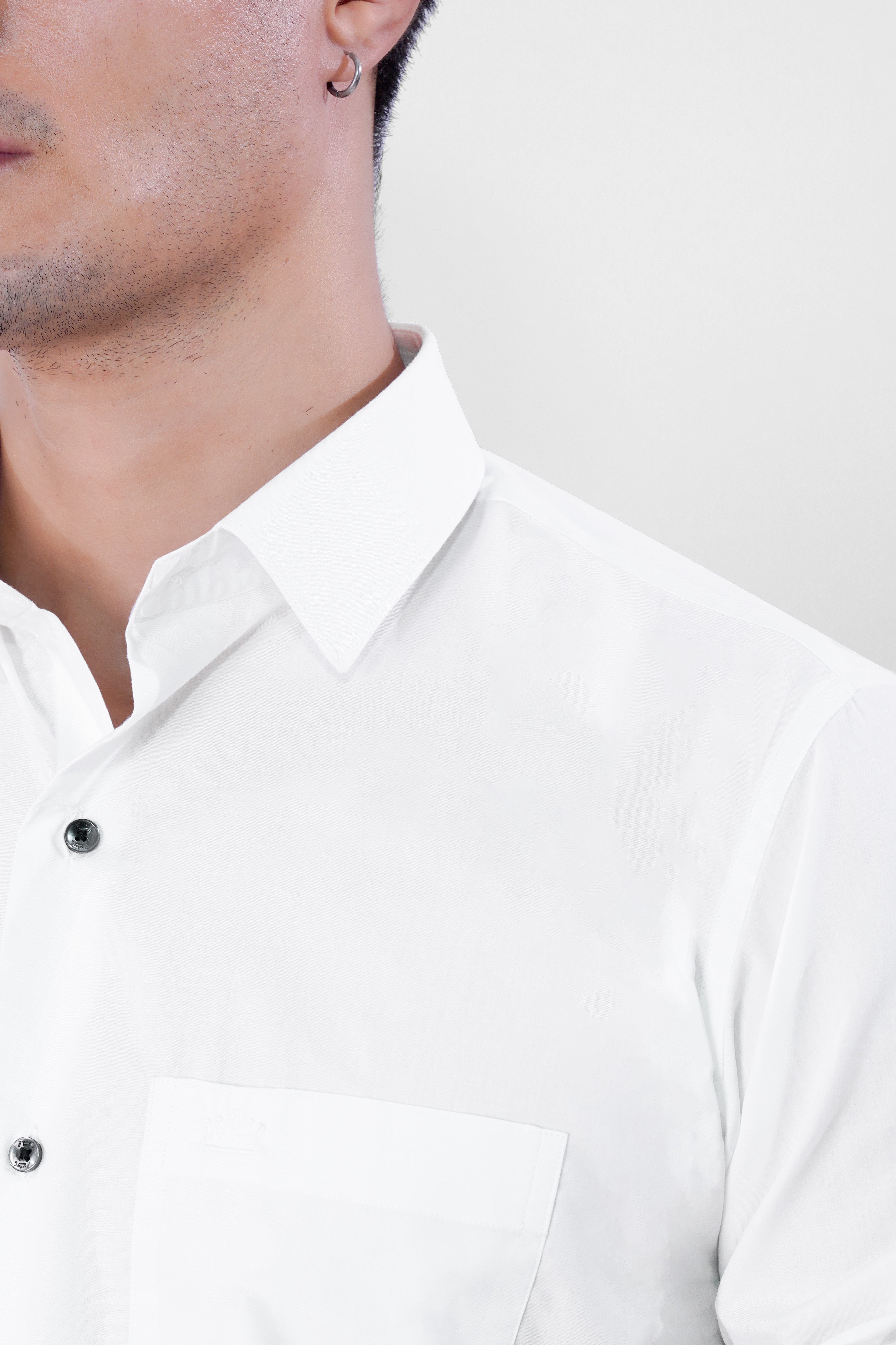 Bright White Black Buttoned Premium Cotton Shirt