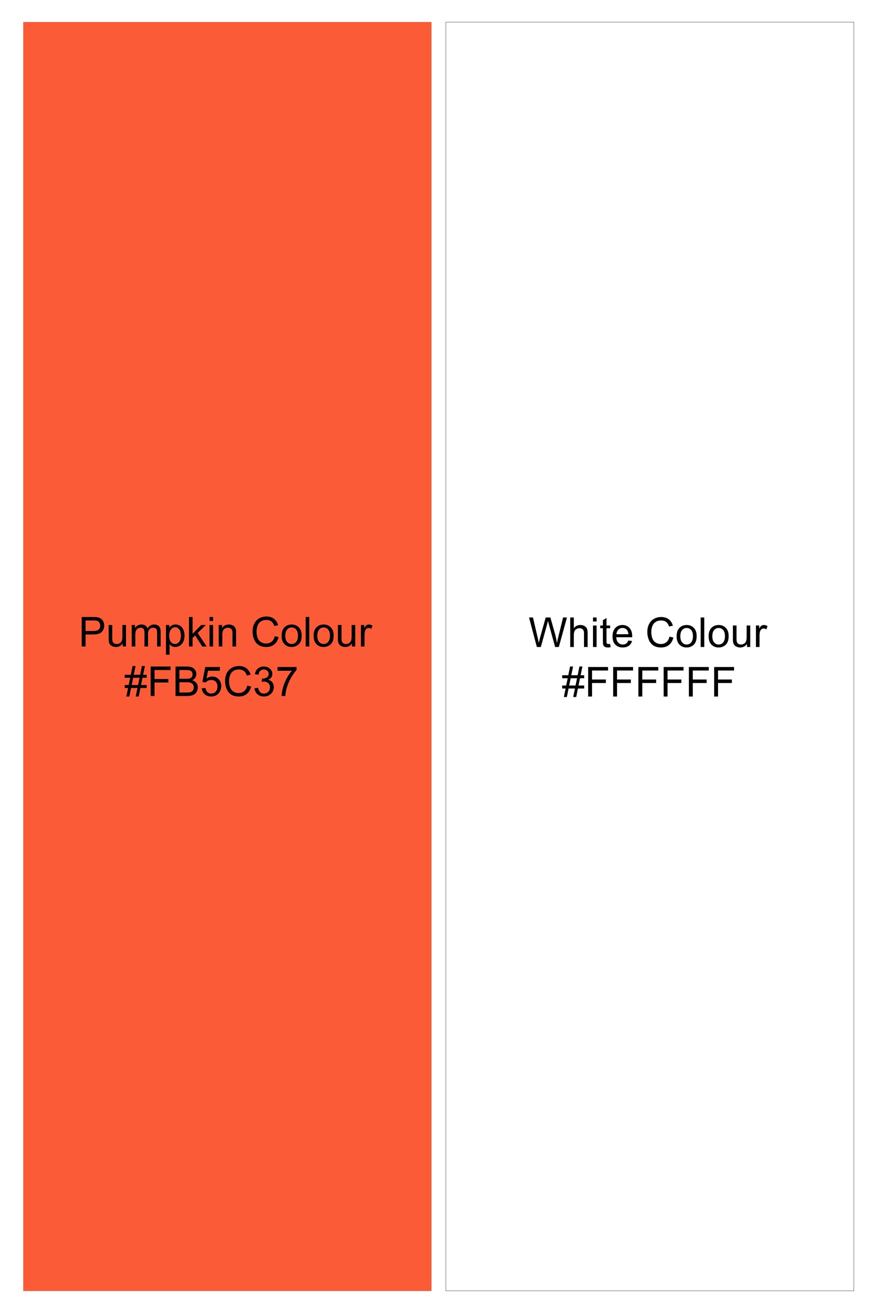 Pumpkin Orange and White Hand Painted Luxurious Linen Designer Shirt