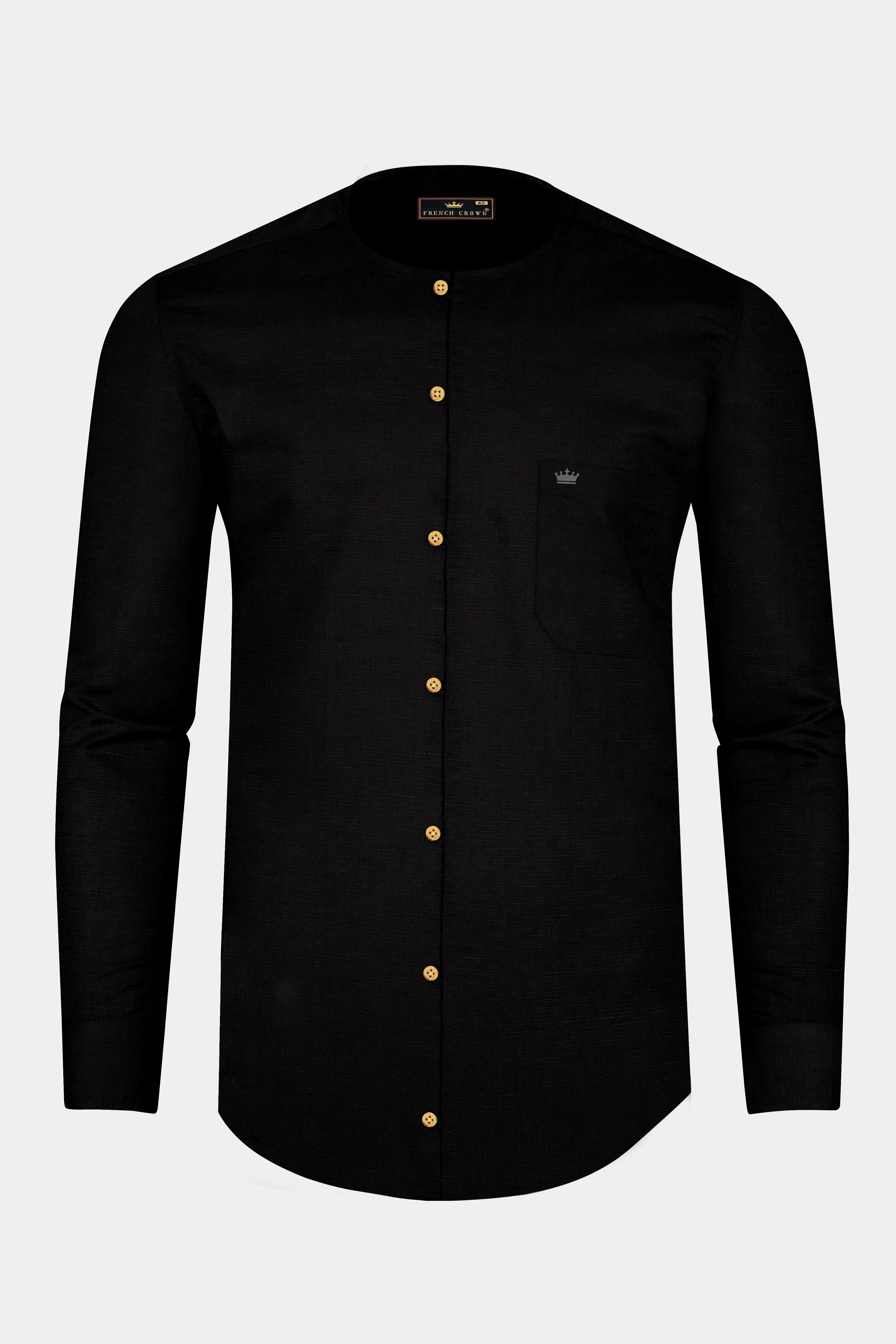Jade Black Super Soft Premium Cotton Collarless Kurta Shirt
