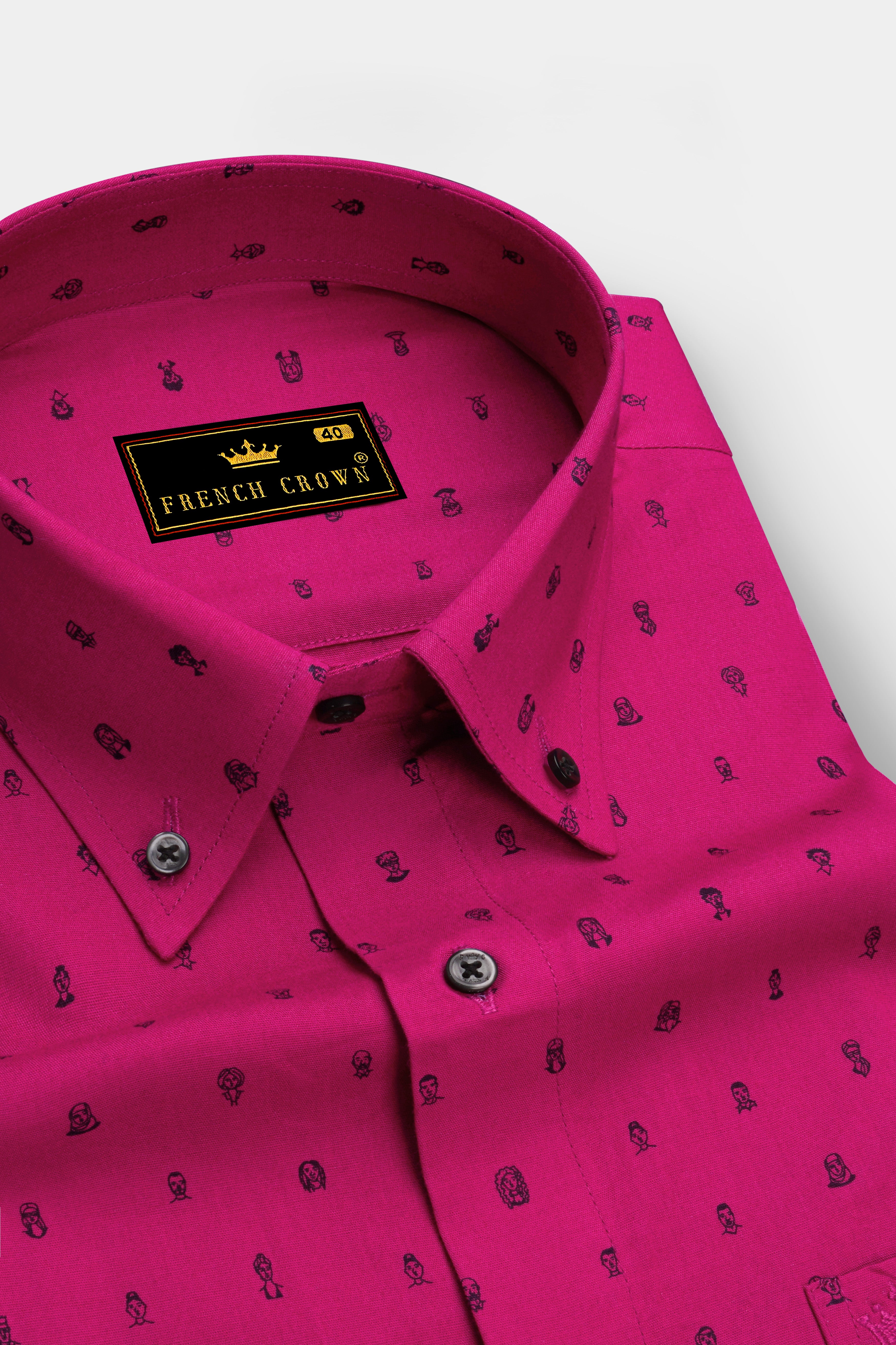 Cabaret Red People Printed Royal Oxford Shirt