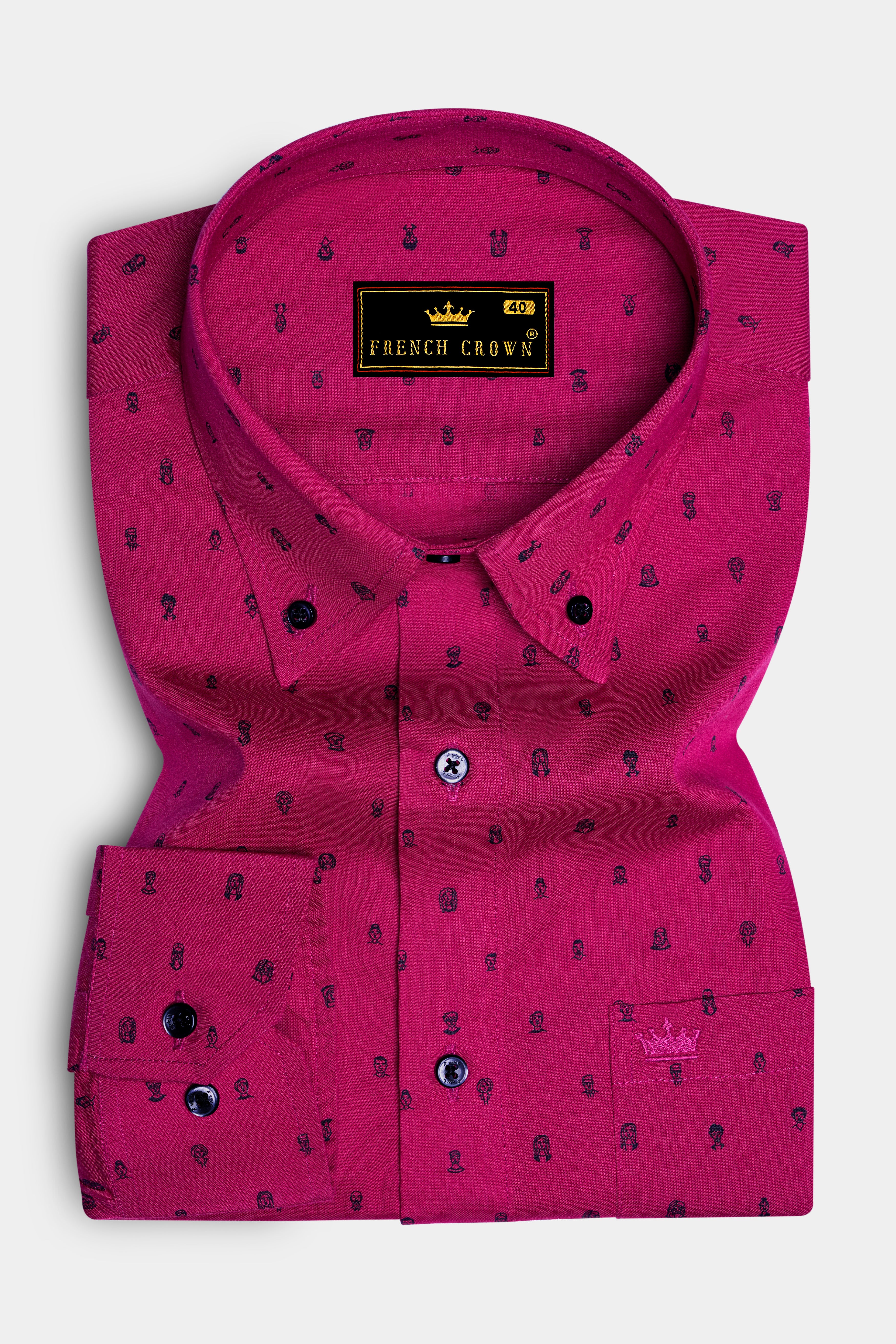 Cabaret Red People Printed Royal Oxford Shirt