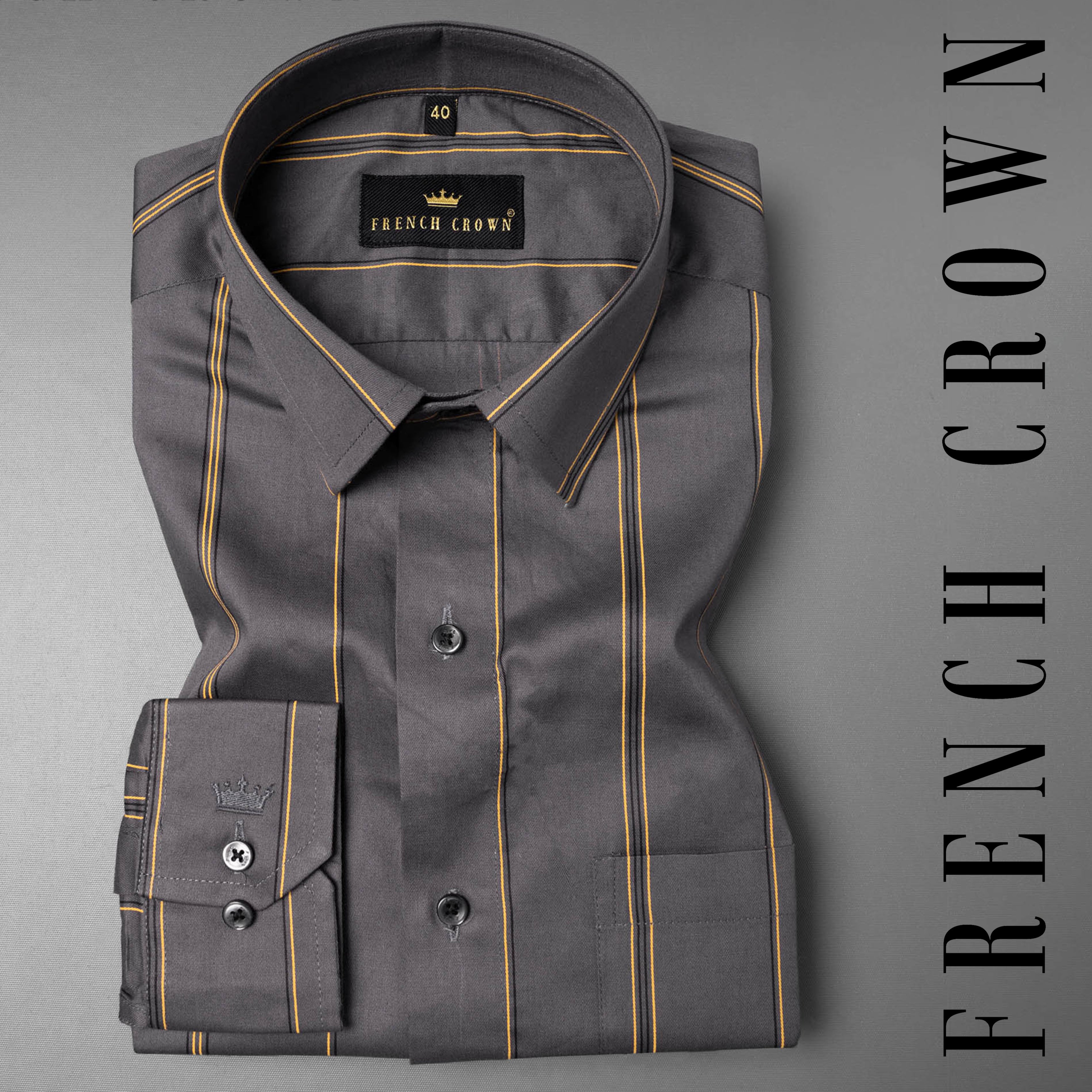 Fuscous Gray Striped Royal Oxford Shirt