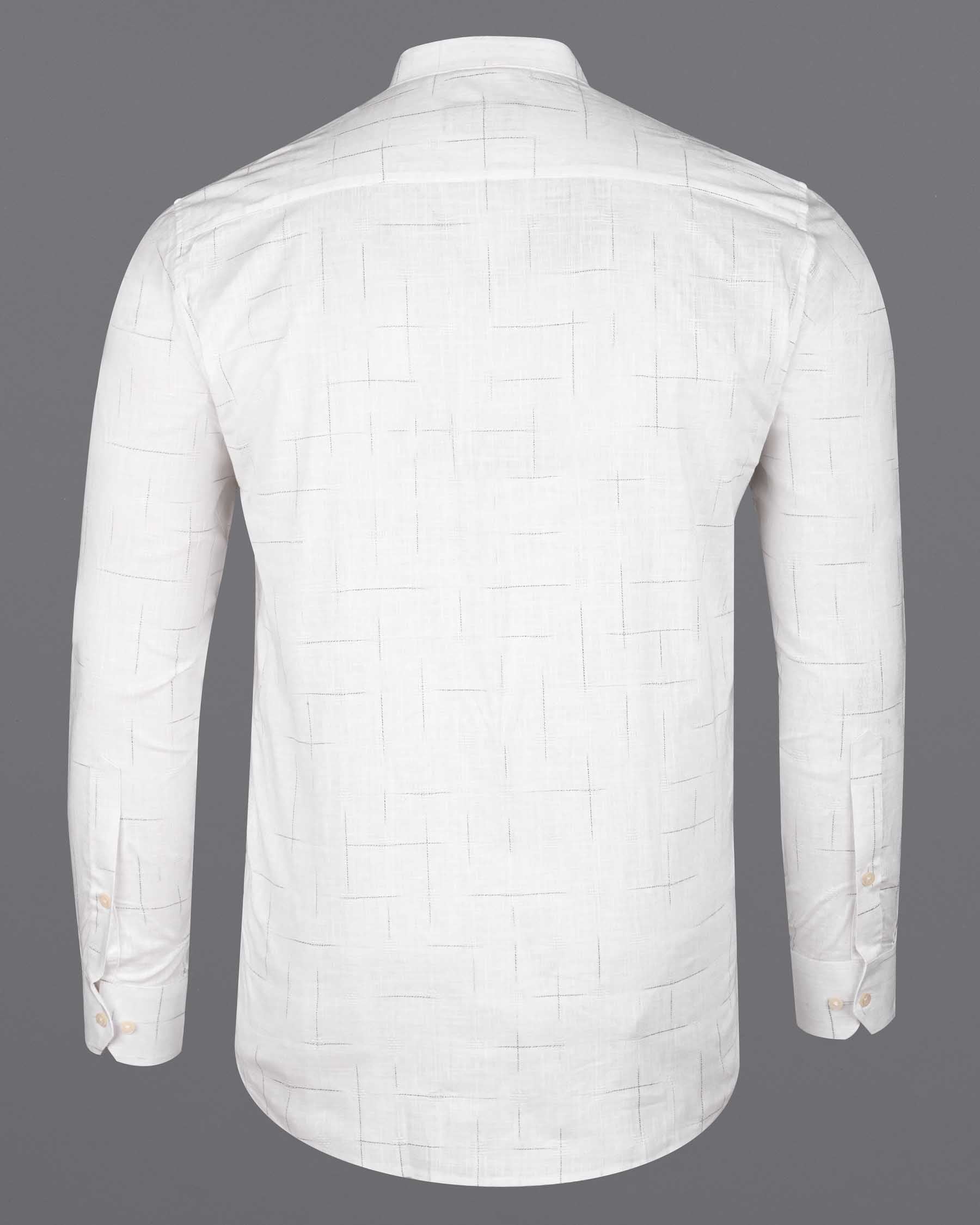 Bright White windowpane Dobby Textured Premium Giza Cotton Shirt