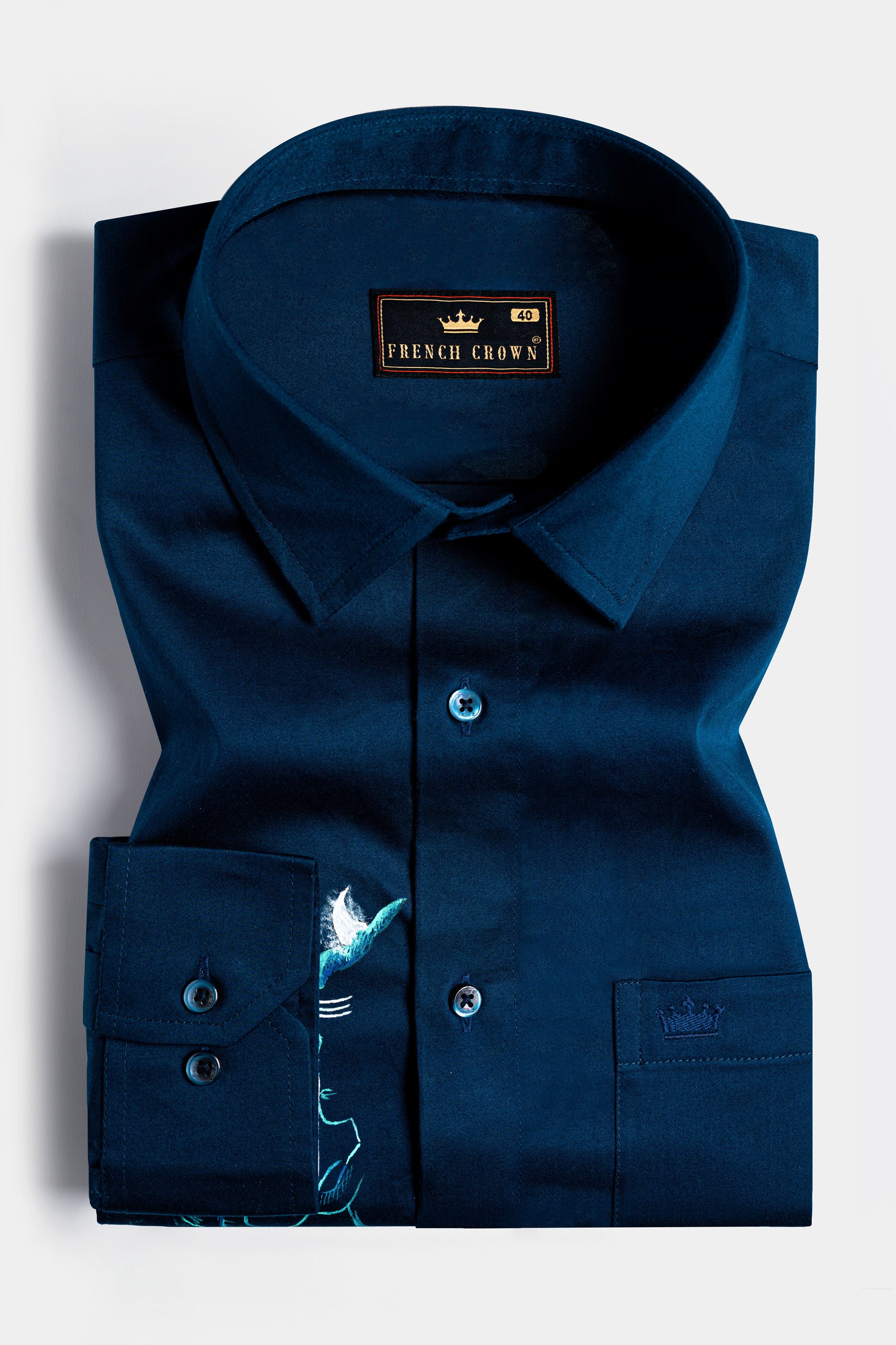 Midnight Blue Lord Shiva Hand Painted Subtle Sheen Super Soft Premium Cotton Designer Shirt