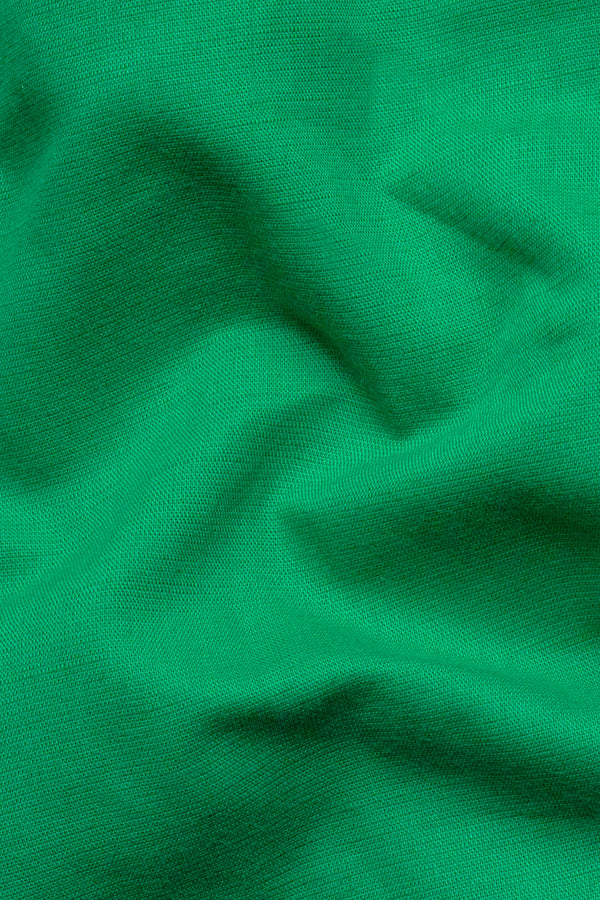 Shamrock Green Hand Painted Luxurious Linen Designer Shirt