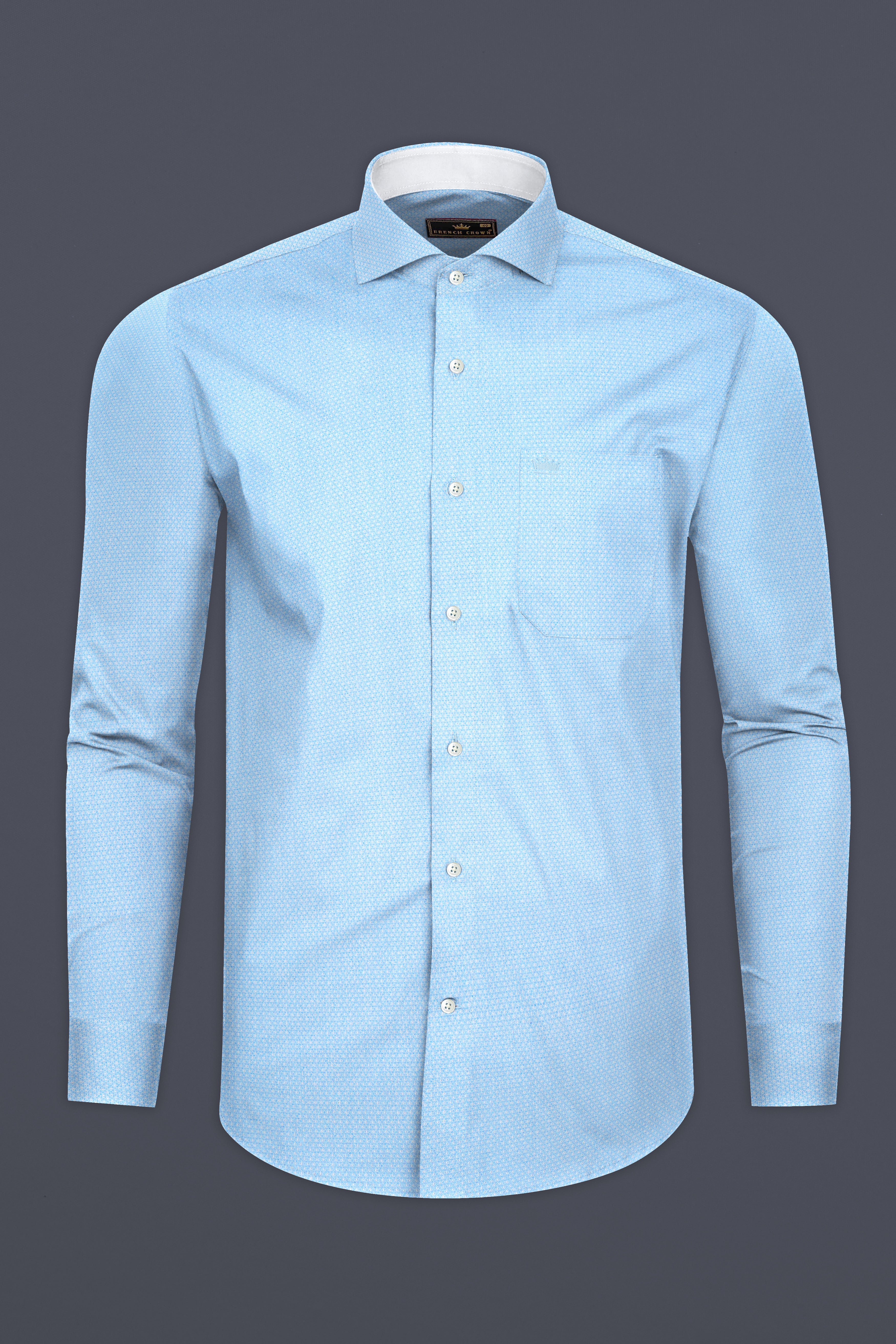Blizzard Blue Dobby Textured Premium Giza Cotton Shirt