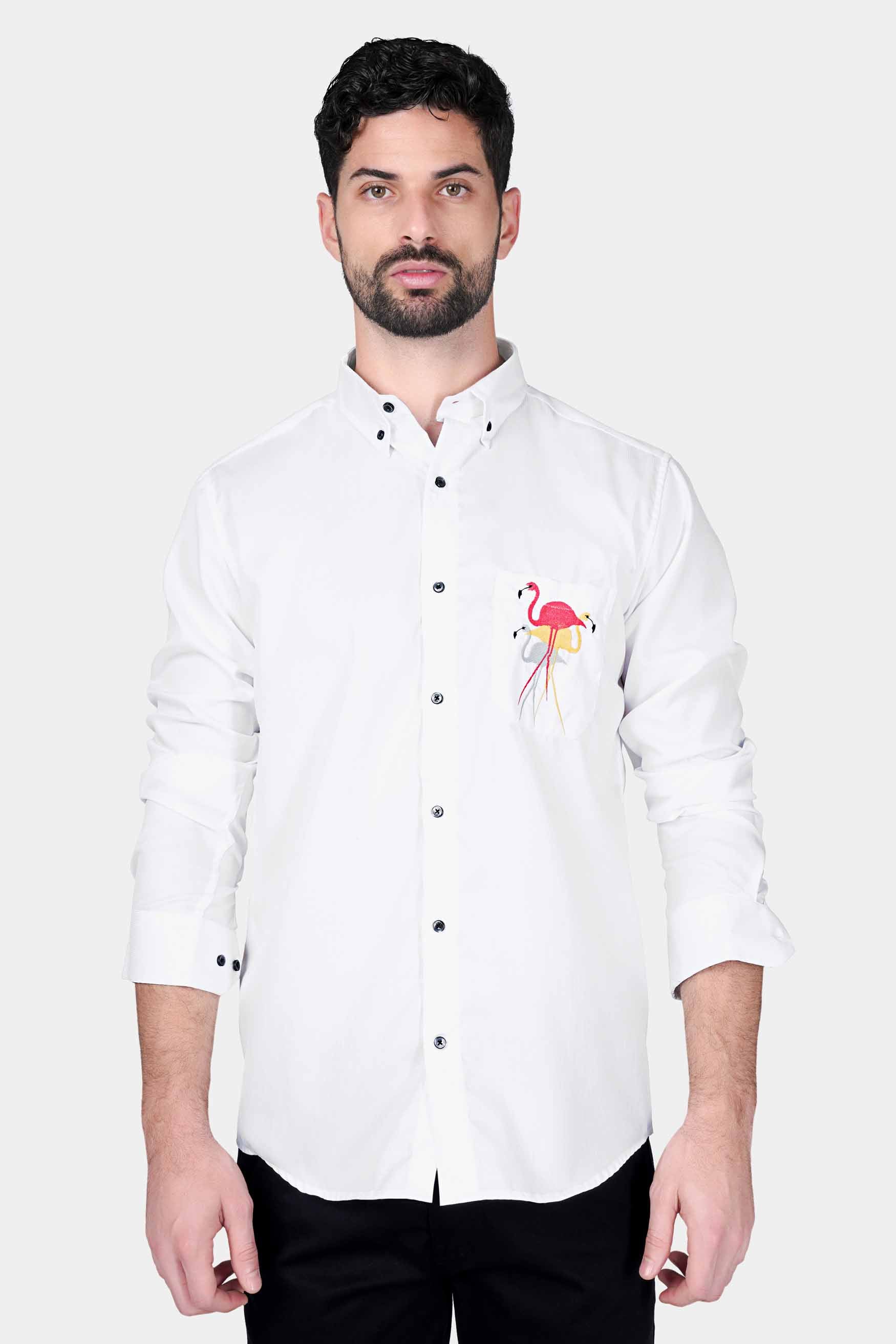 Bright White Flamingo Embroidered Dobby Textured Premium Giza Cotton Designer Shirt 6228-BD-BLK-E330-38, 6228-BD-BLK-E330-H-38, 6228-BD-BLK-E330-39, 6228-BD-BLK-E330-H-39, 6228-BD-BLK-E330-40, 6228-BD-BLK-E330-H-40, 6228-BD-BLK-E330-42, 6228-BD-BLK-E330-H-42, 6228-BD-BLK-E330-44, 6228-BD-BLK-E330-H-44, 6228-BD-BLK-E330-46, 6228-BD-BLK-E330-H-46, 6228-BD-BLK-E330-48, 6228-BD-BLK-E330-H-48, 6228-BD-BLK-E330-50, 6228-BD-BLK-E330-H-50, 6228-BD-BLK-E330-52, 6228-BD-BLK-E330-H-52