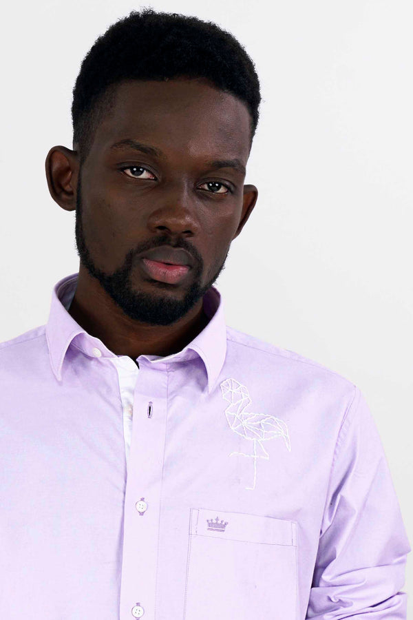 Wisteria Purple Hand stitched Embroidered Royal Oxford Designer Shirt