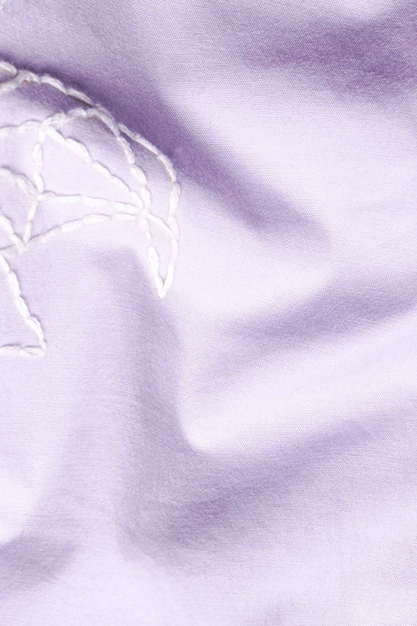 Wisteria Purple Hand stitched Embroidered Royal Oxford Designer Shirt