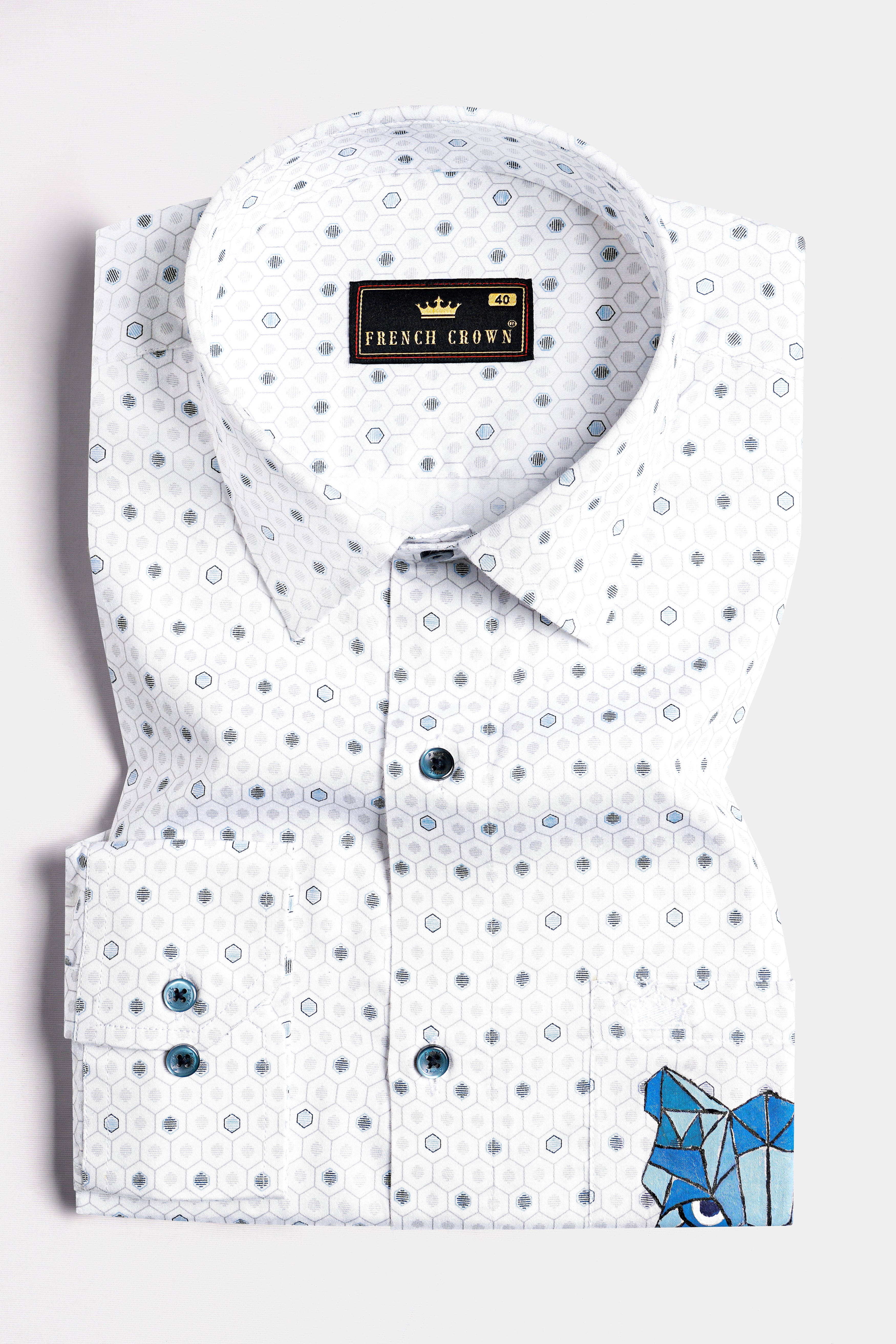 Bright White with Gull Blue Printed and Hand Painted Super Soft Premium Cotton Designer Shirt 6291-BLE-ART-38, 6291-BLE-ART-H-38, 6291-BLE-ART-39, 6291-BLE-ART-H-39, 6291-BLE-ART-40, 6291-BLE-ART-H-40, 6291-BLE-ART-42, 6291-BLE-ART-H-42, 6291-BLE-ART-44, 6291-BLE-ART-H-44, 6291-BLE-ART-46, 6291-BLE-ART-H-46, 6291-BLE-ART-48, 6291-BLE-ART-H-48, 6291-BLE-ART-50, 6291-BLE-ART-H-50, 6291-BLE-ART-52, 6291-BLE-ART-H-52