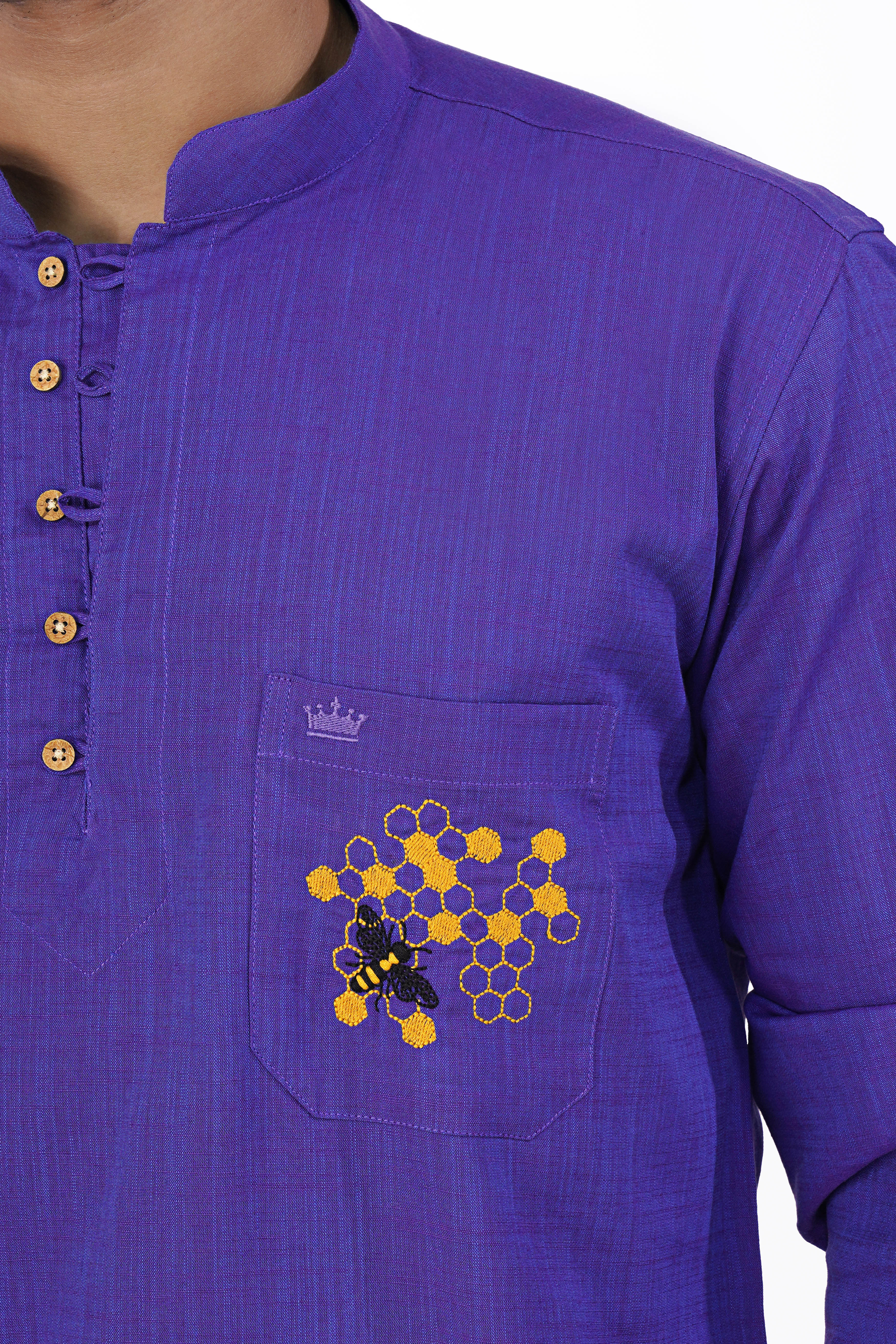 Iris Blue with Eminence Purple Embroidered Chambray Designer Kurta Shirt 6315-KS-E213-38, 6315-KS-E213-H-38, 6315-KS-E213-39, 6315-KS-E213-H-39, 6315-KS-E213-40, 6315-KS-E213-H-40, 6315-KS-E213-42, 6315-KS-E213-H-42, 6315-KS-E213-44, 6315-KS-E213-H-44, 6315-KS-E213-46, 6315-KS-E213-H-46, 6315-KS-E213-48, 6315-KS-E213-H-48, 6315-KS-E213-50, 6315-KS-E213-H-50, 6315-KS-E213-52, 6315-KS-E213-H-52