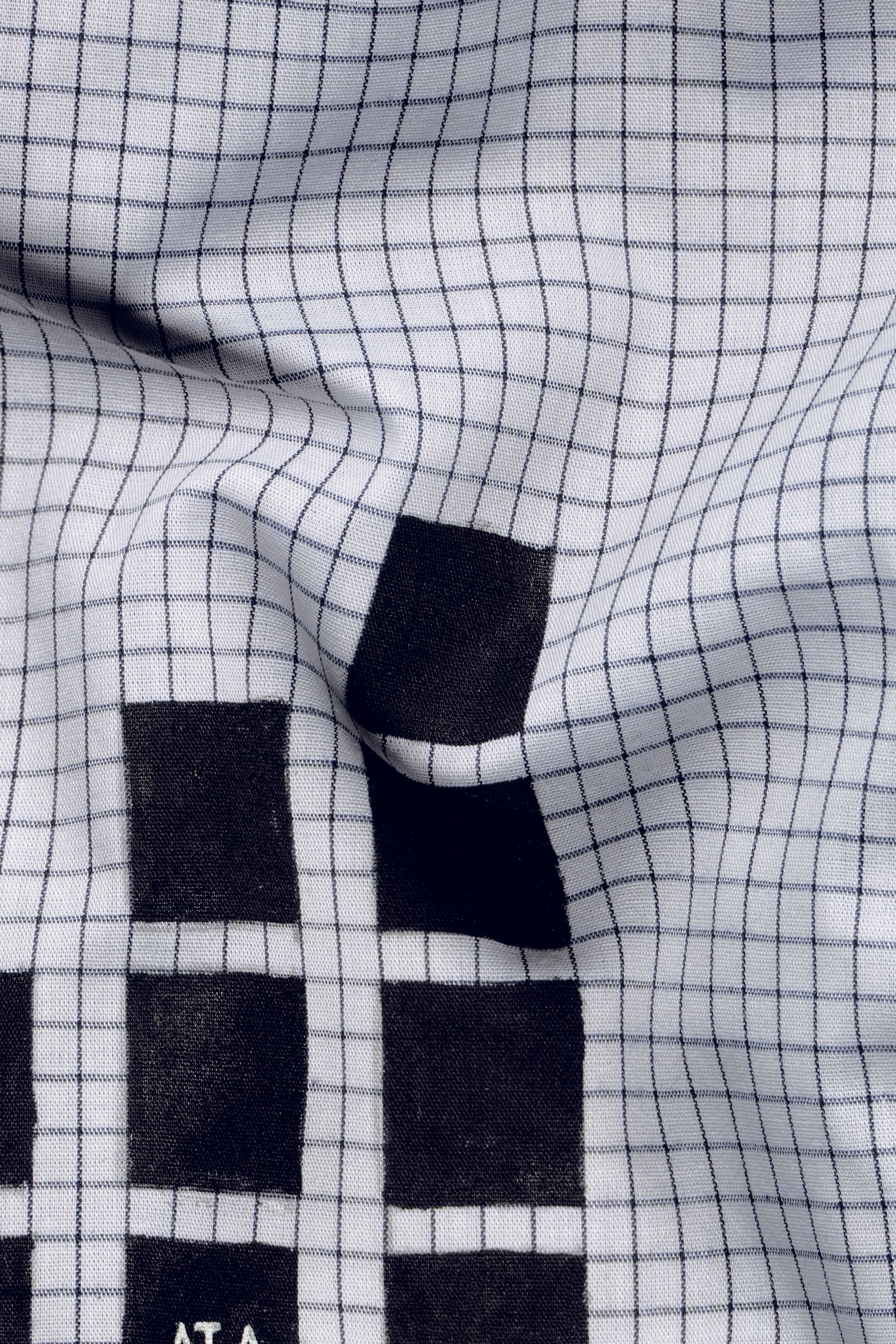 Gainsboro Gray and Black Gingham Checkered with Graph Hand Painted Premium Cotton Designer Shirt