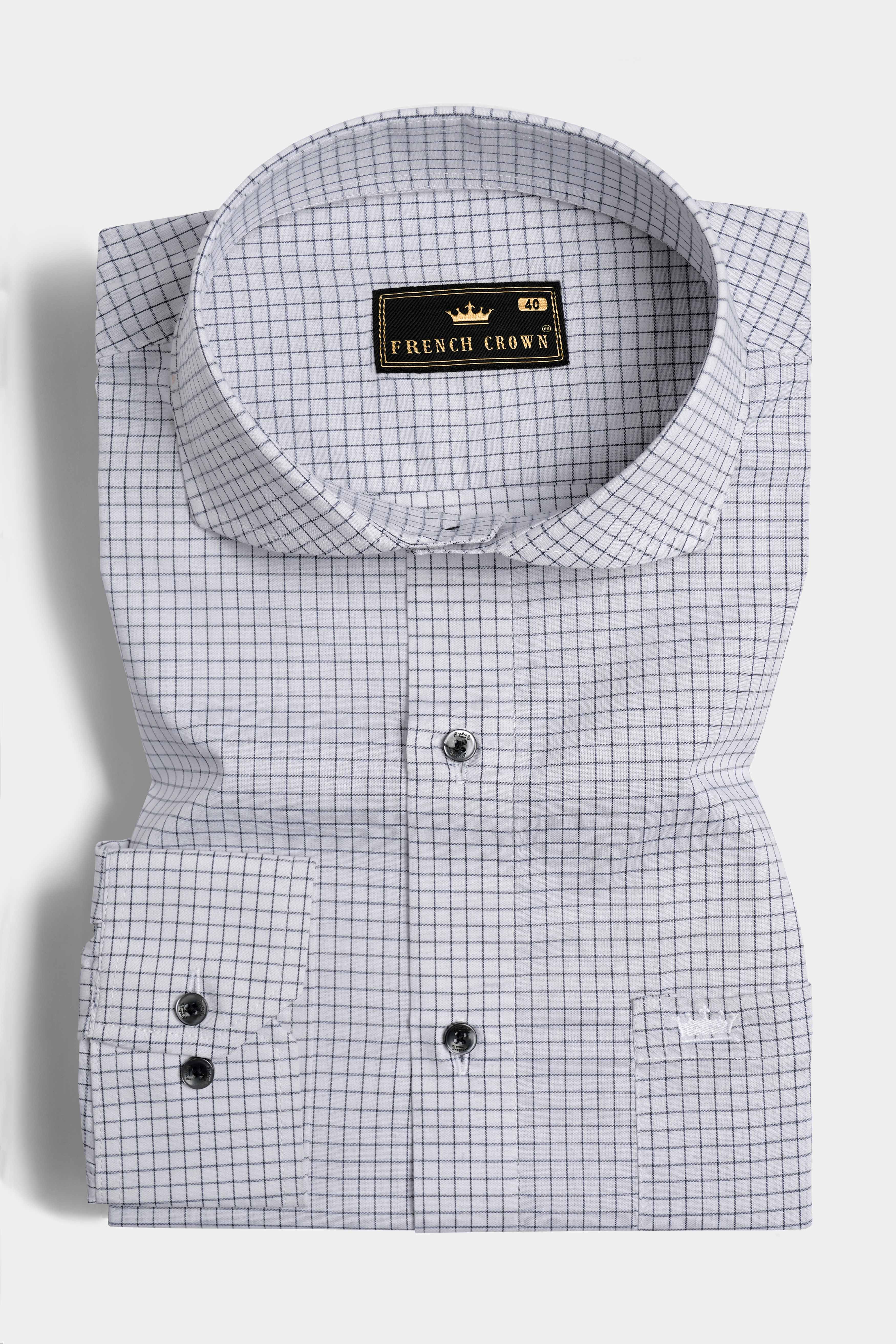 Gainsboro Gray and Black Gingham Checkered with Graph Hand Painted Premium Cotton Designer Shirt