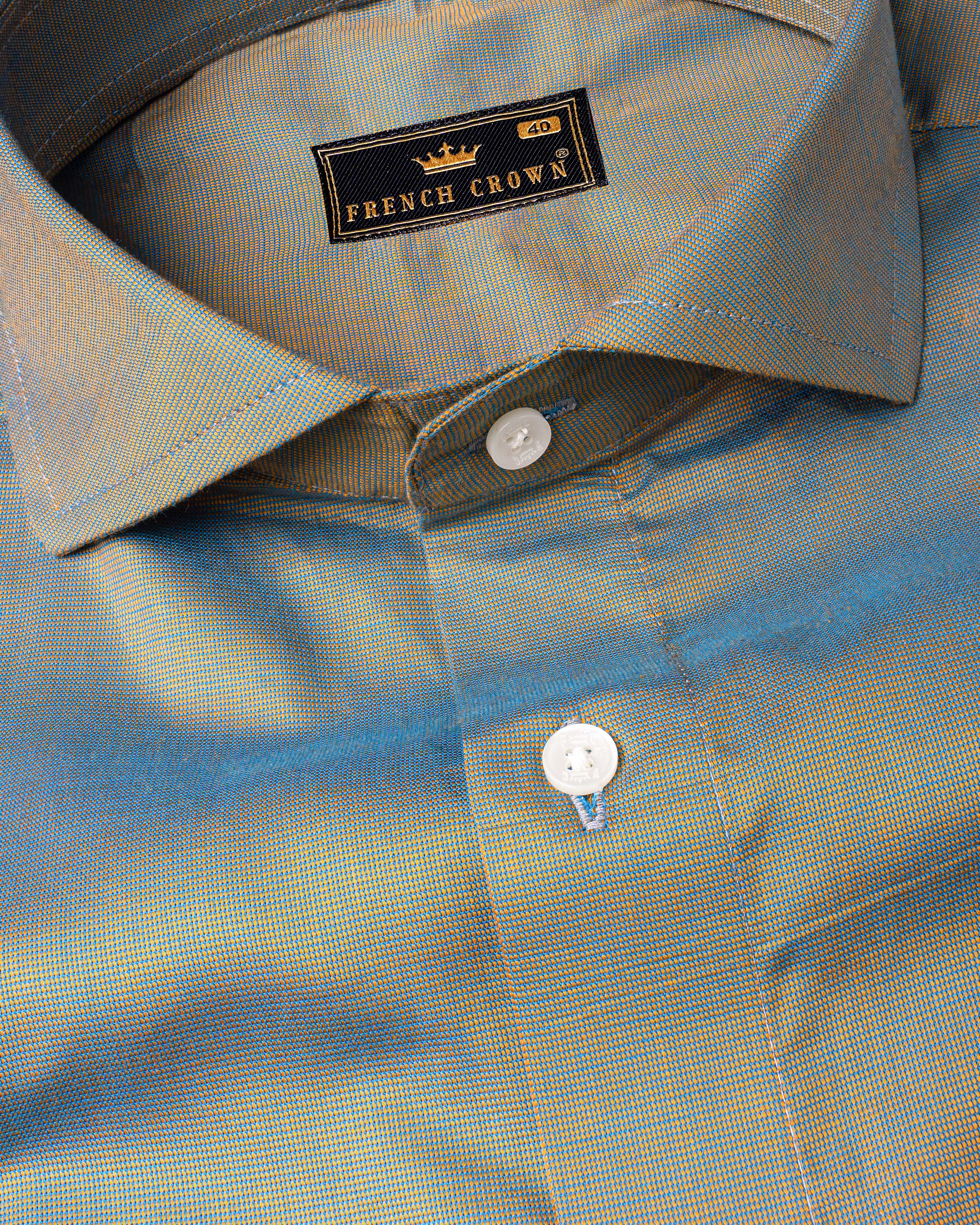 Gamboge with Anakiwa Blue Two Tone Chambray Premium Cotton Shirt