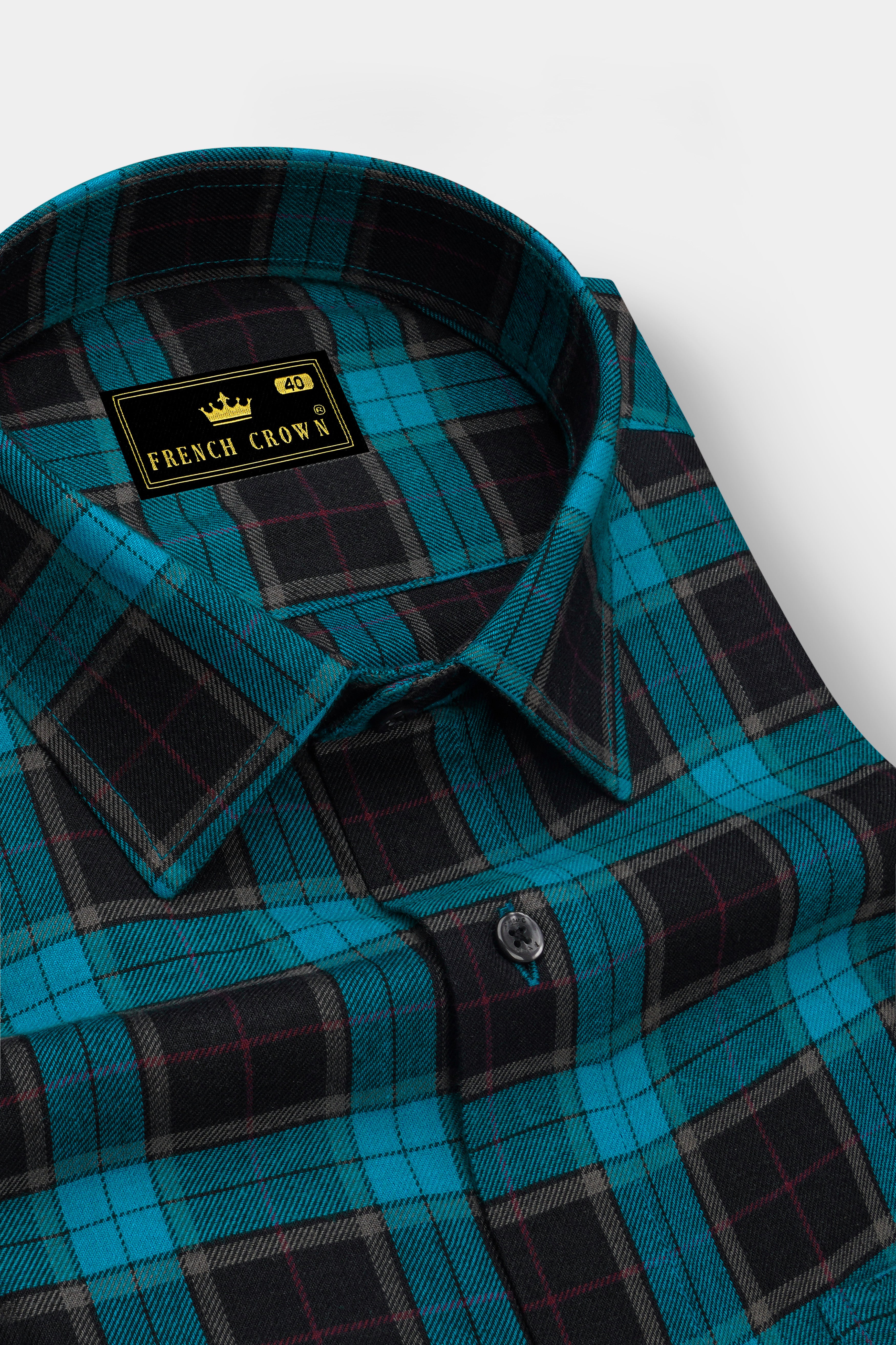 Artyclick Blue Twill Plaid Premium Cotton Shirt