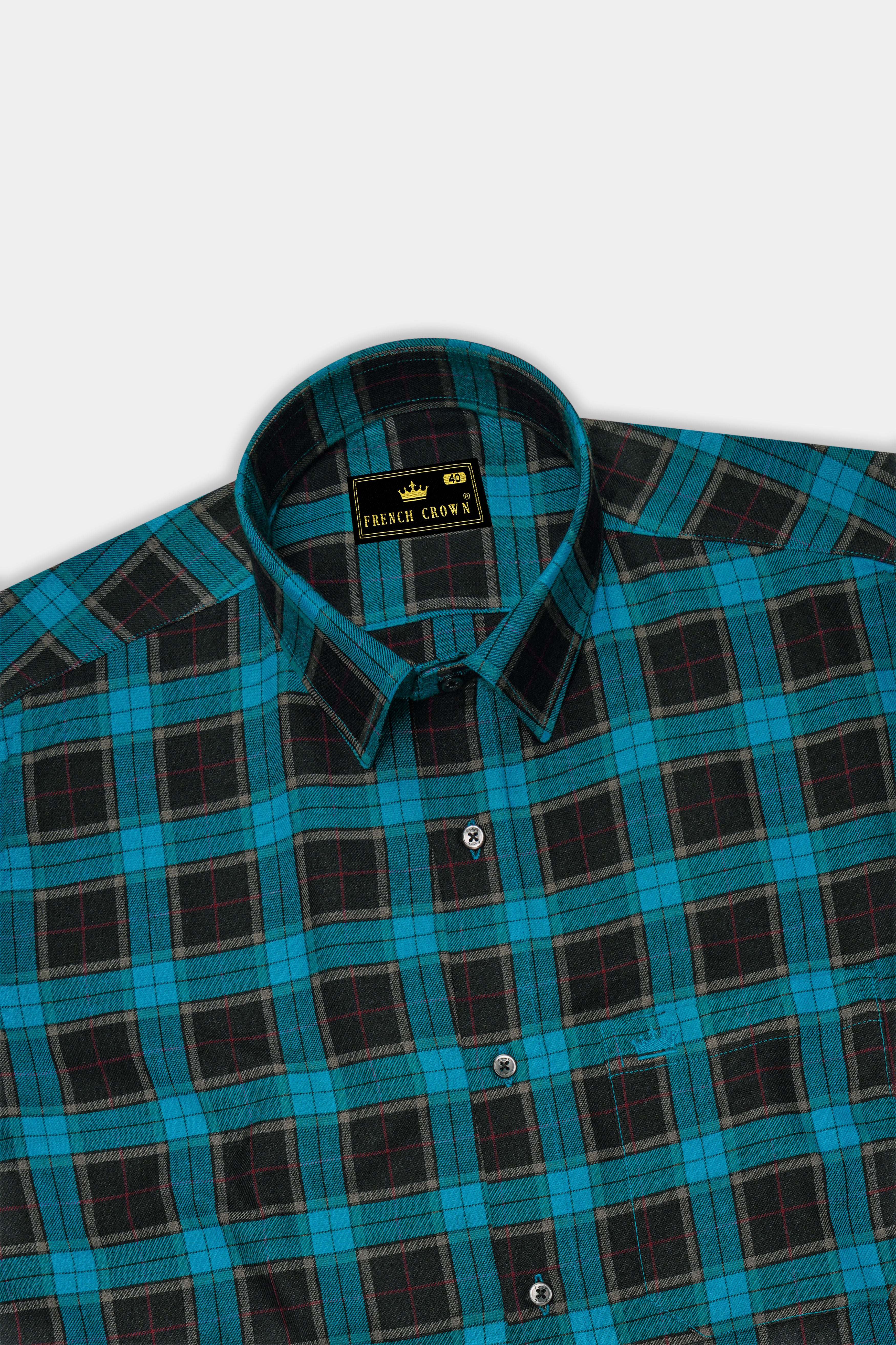 Artyclick Blue Twill Plaid Premium Cotton Shirt