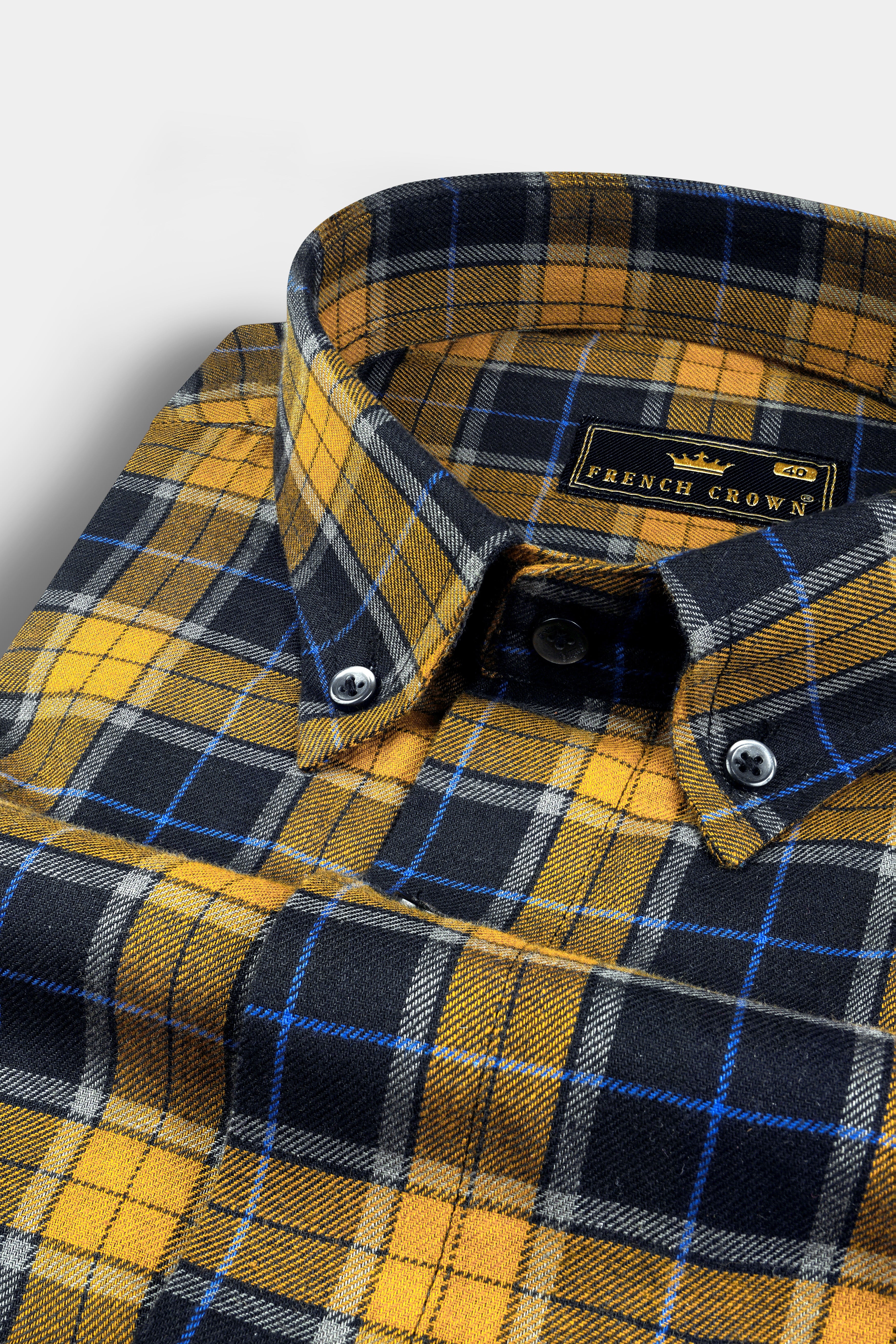 Desert Brown Twill Plaid Premium Cotton Shirt