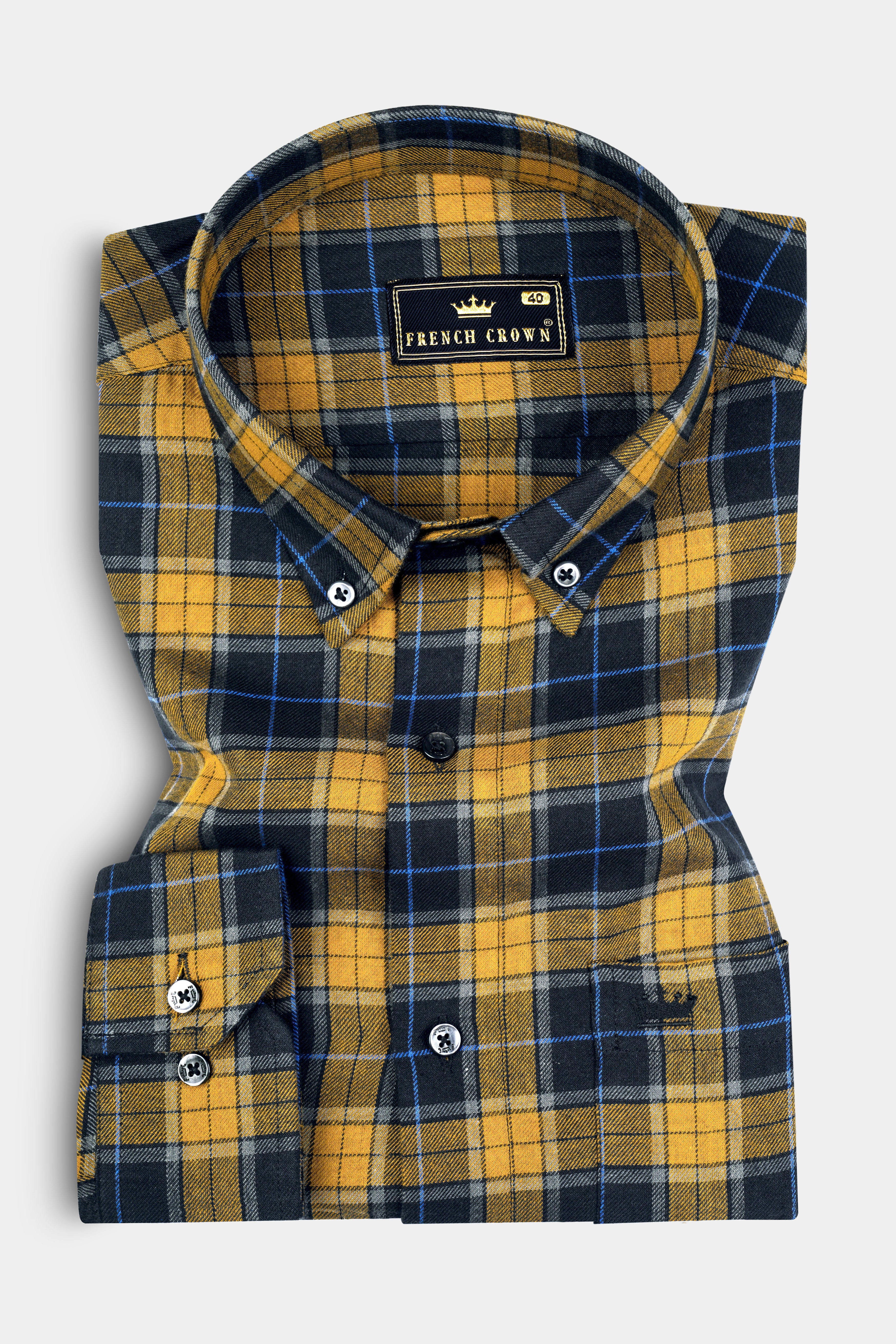 Desert Brown Twill Plaid Premium Cotton Shirt