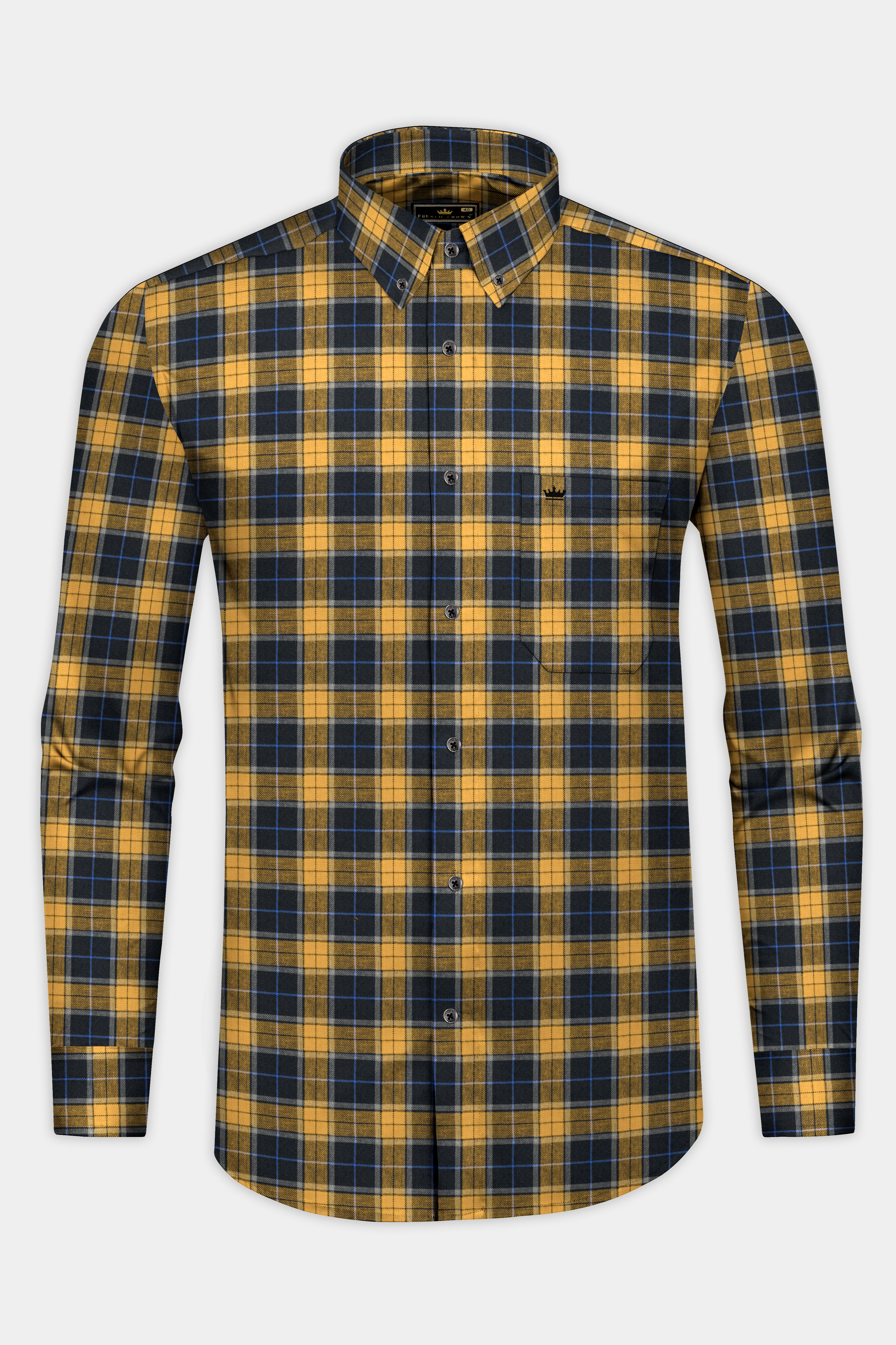 Desert Brown Twill Plaid Premium Cotton Shirt