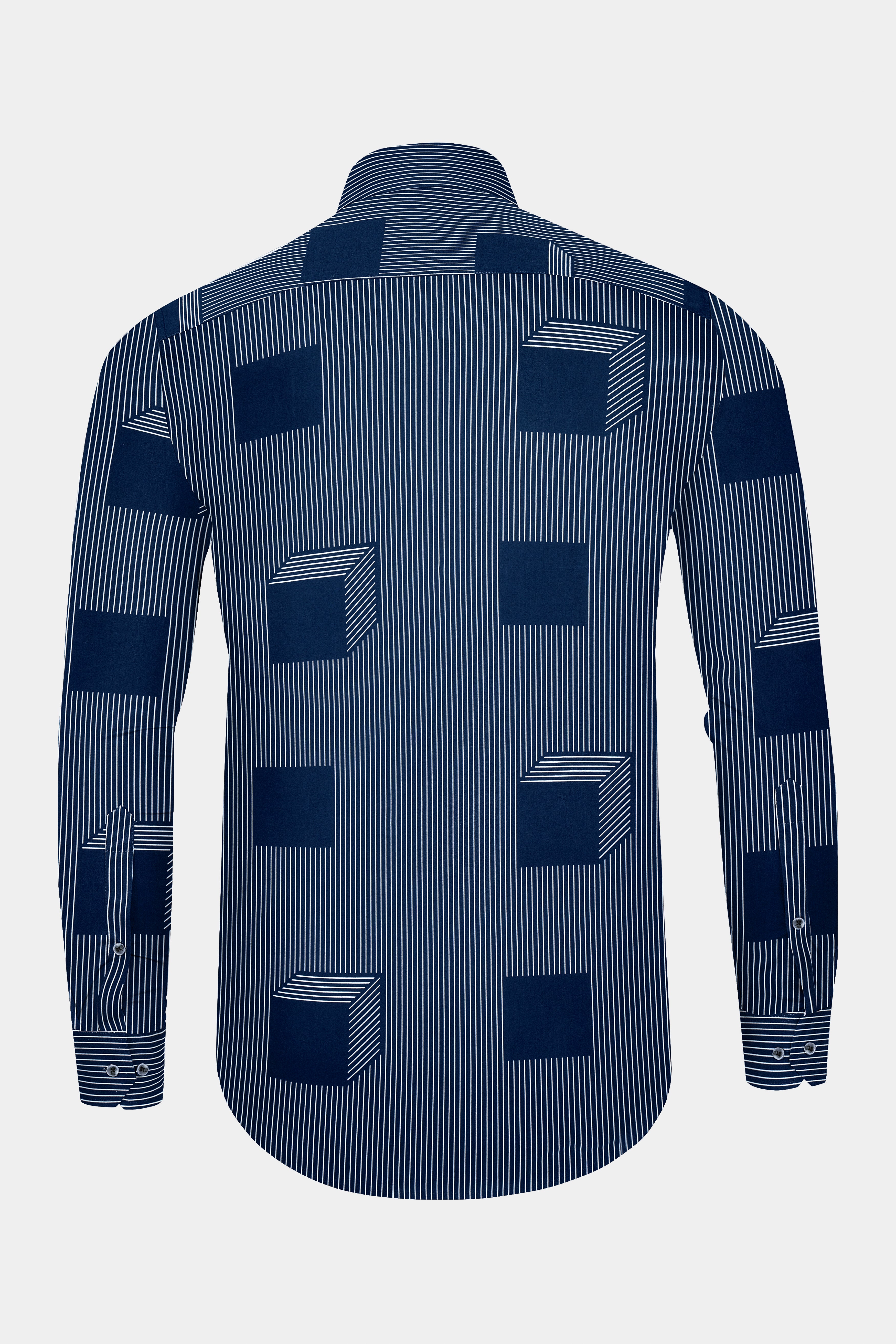 Gunmetal Blue 3D Box Patterned Premium Cotton Shirt