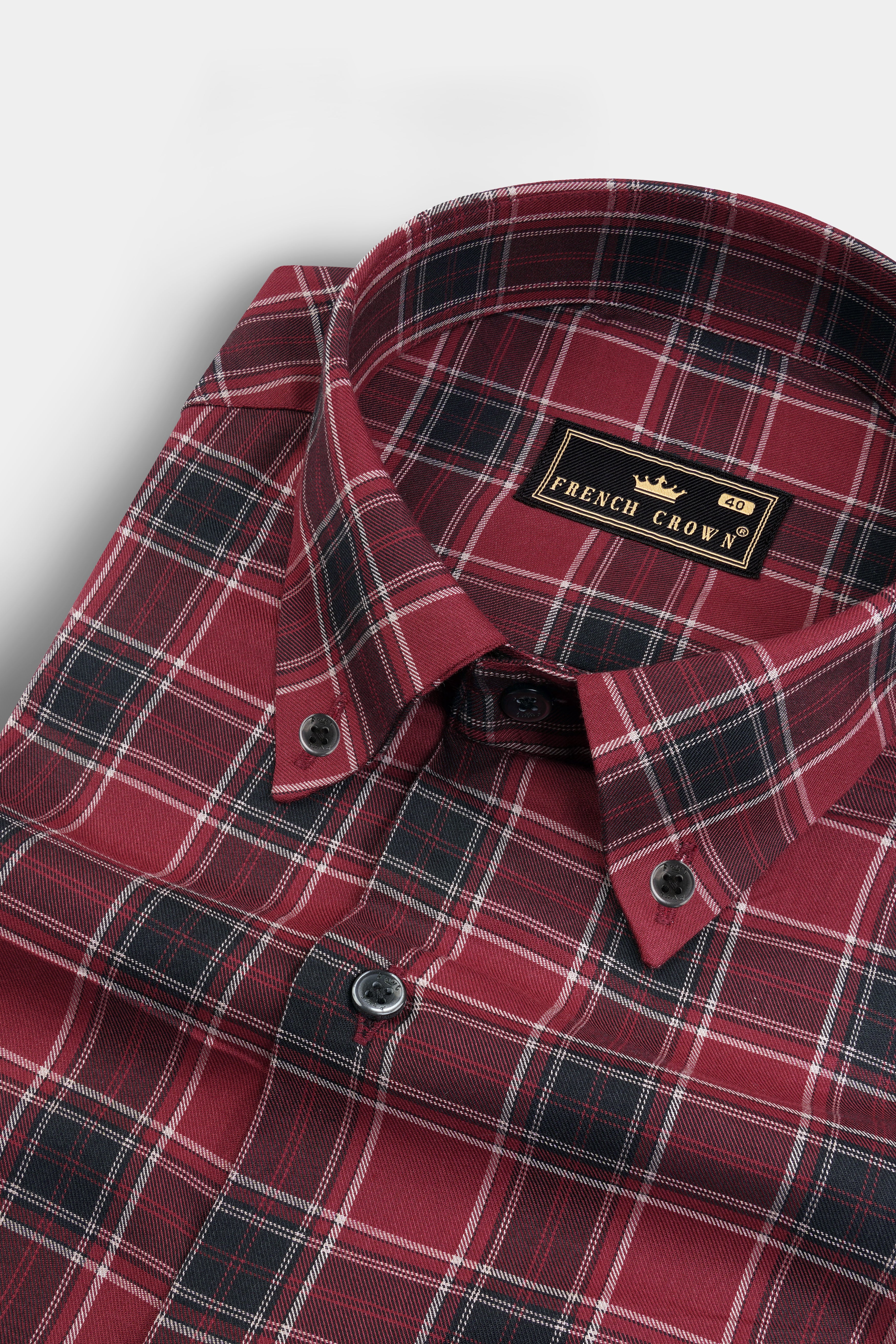 Copper Rust Twill Plaid Premium Cotton Shirt