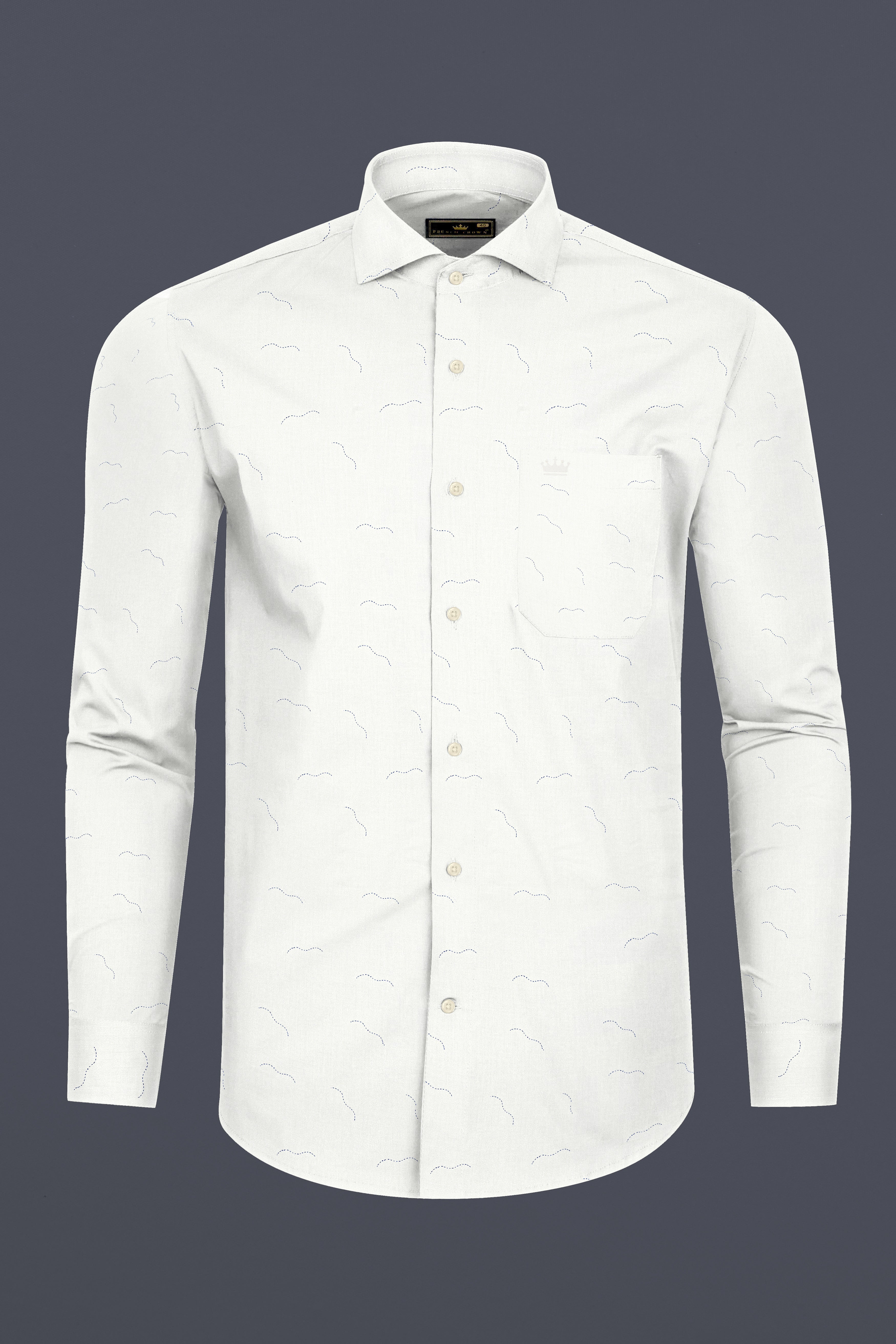 Bright White Arc Printed Super Soft Premium Cotton Shirt